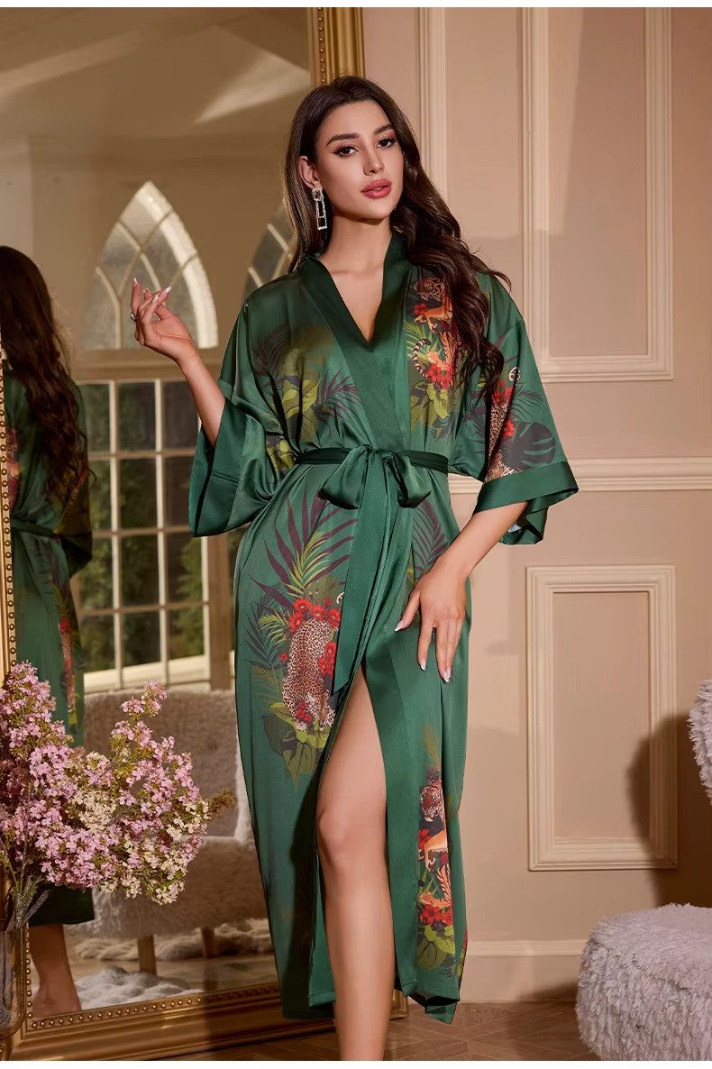 RWEUOQ Morgenmantel Langer Damen-Kimono Cardigan Bademantel günstig online kaufen