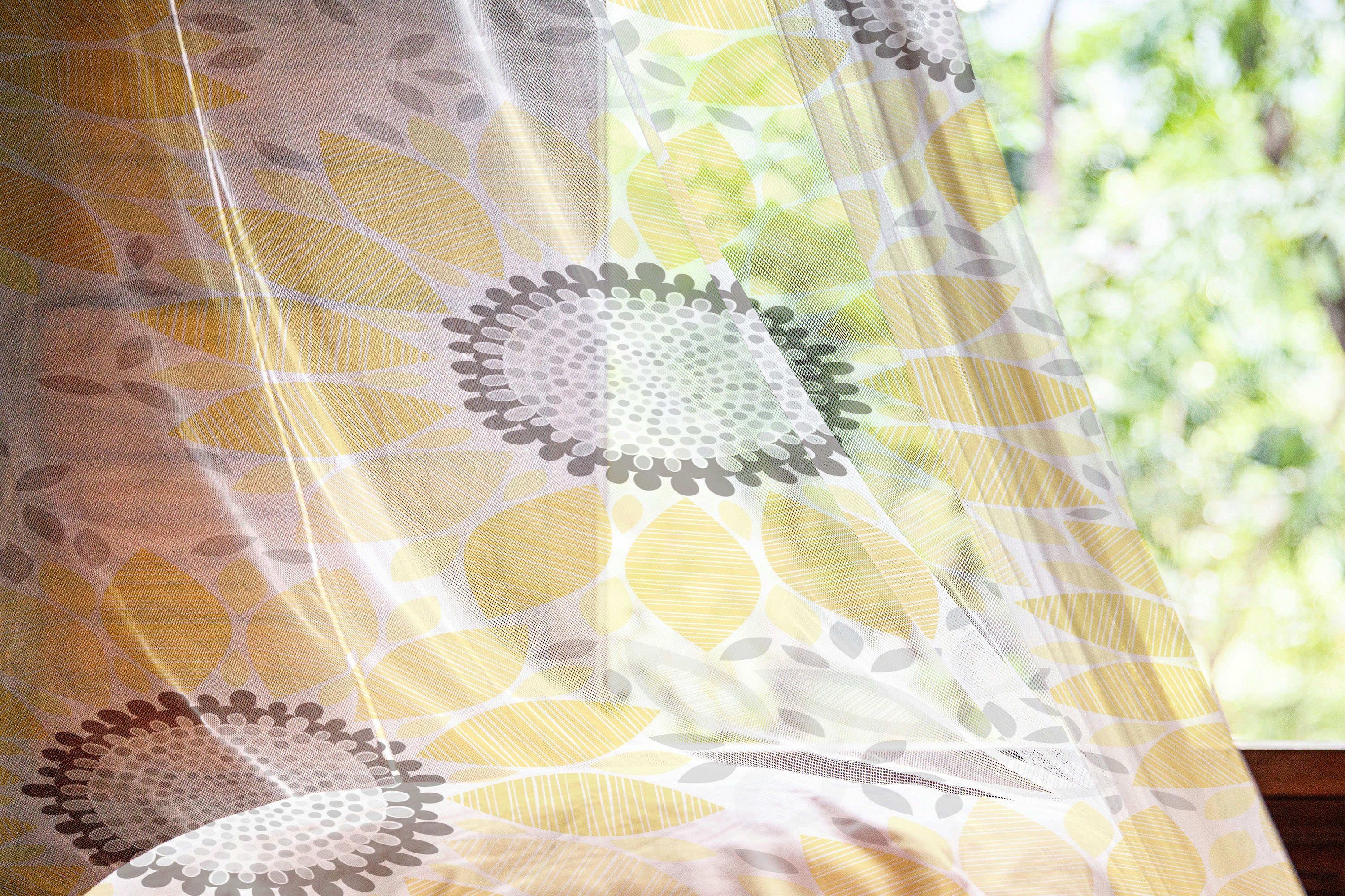 Gardine schiere Drapierung für Party Panels, Hochzeit 2 Sun-Blumen-Natur-Kunst Gelb Abakuhaus