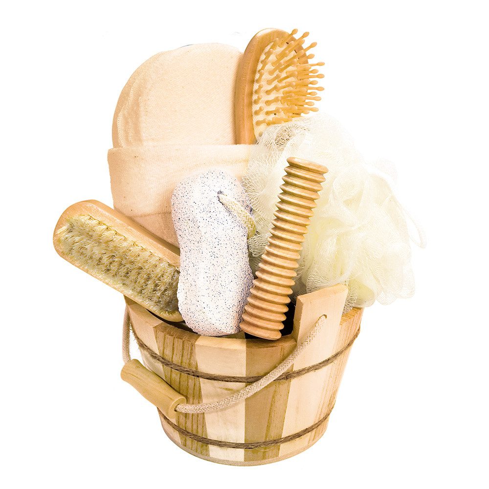 Croll & Denecke Wellness-Pflegeset 40013, 6-tlg., Wellness Geschenk Set, Geschenkset Bambus in Holzbox