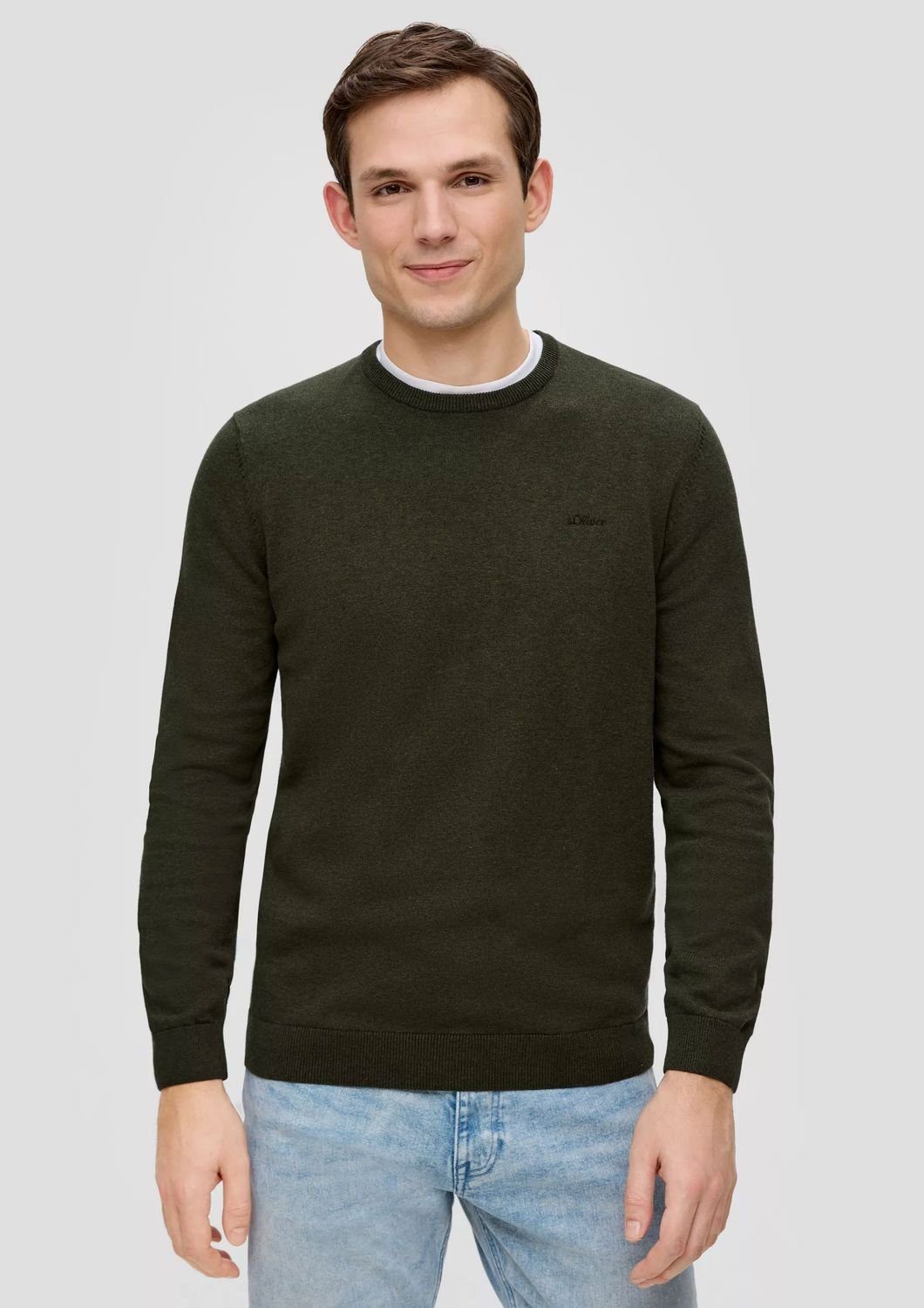s.Oliver Rundhalspullover (1-tlg) mit gesticktem Logo, günstig online kaufen