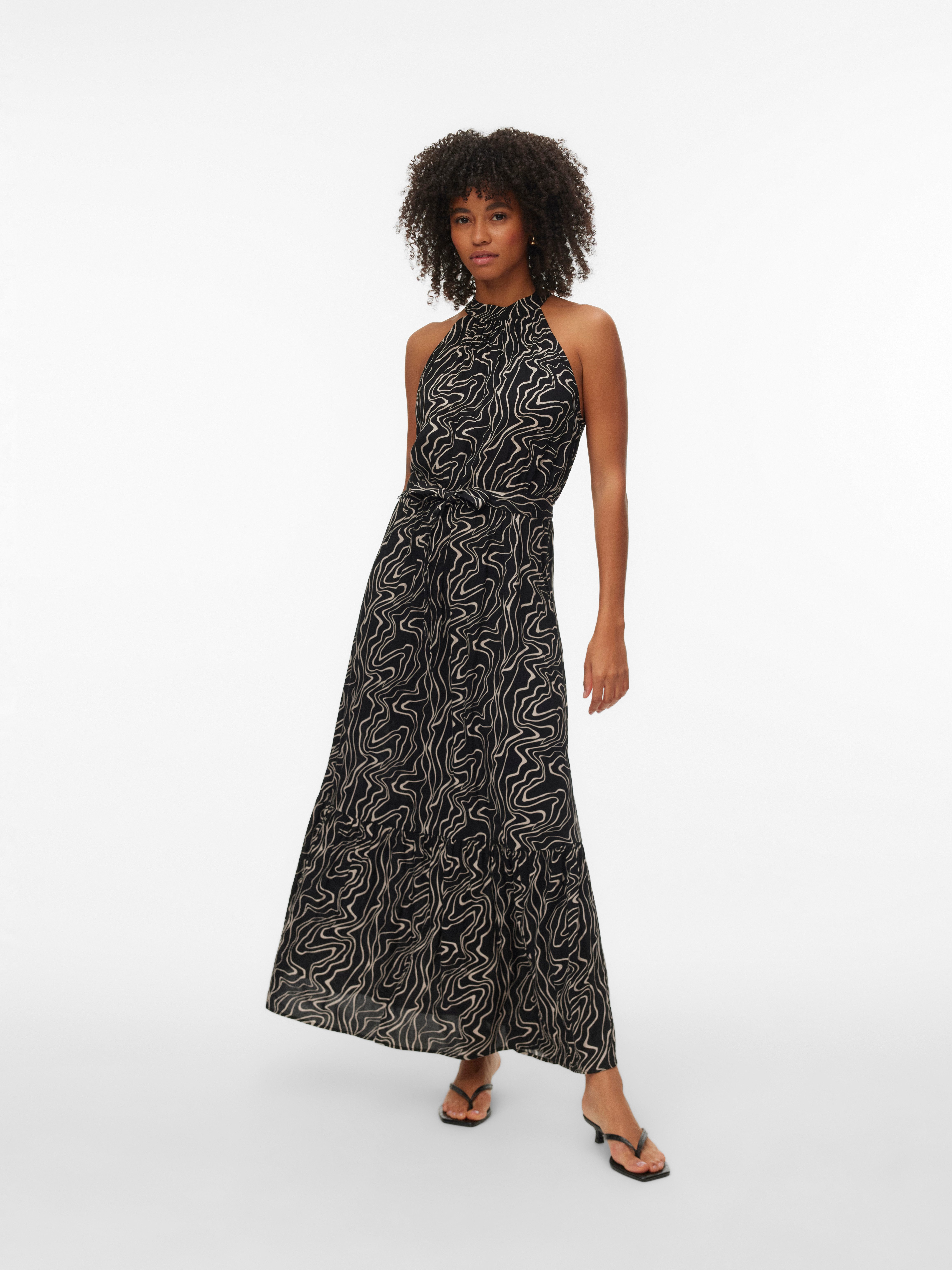 Vero Moda Maxikleid VMEASY JOY S/L LONG HALTERNECK DRESS WVN Viskose