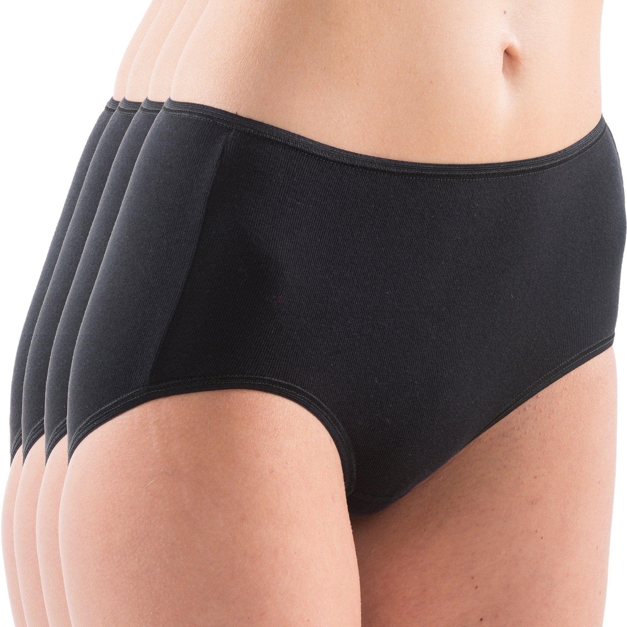 HERMKO Damen-Slips 4er Pack – 100% Bio-Baumwolle, Hoher Schnitt, Größe XL (48/50)