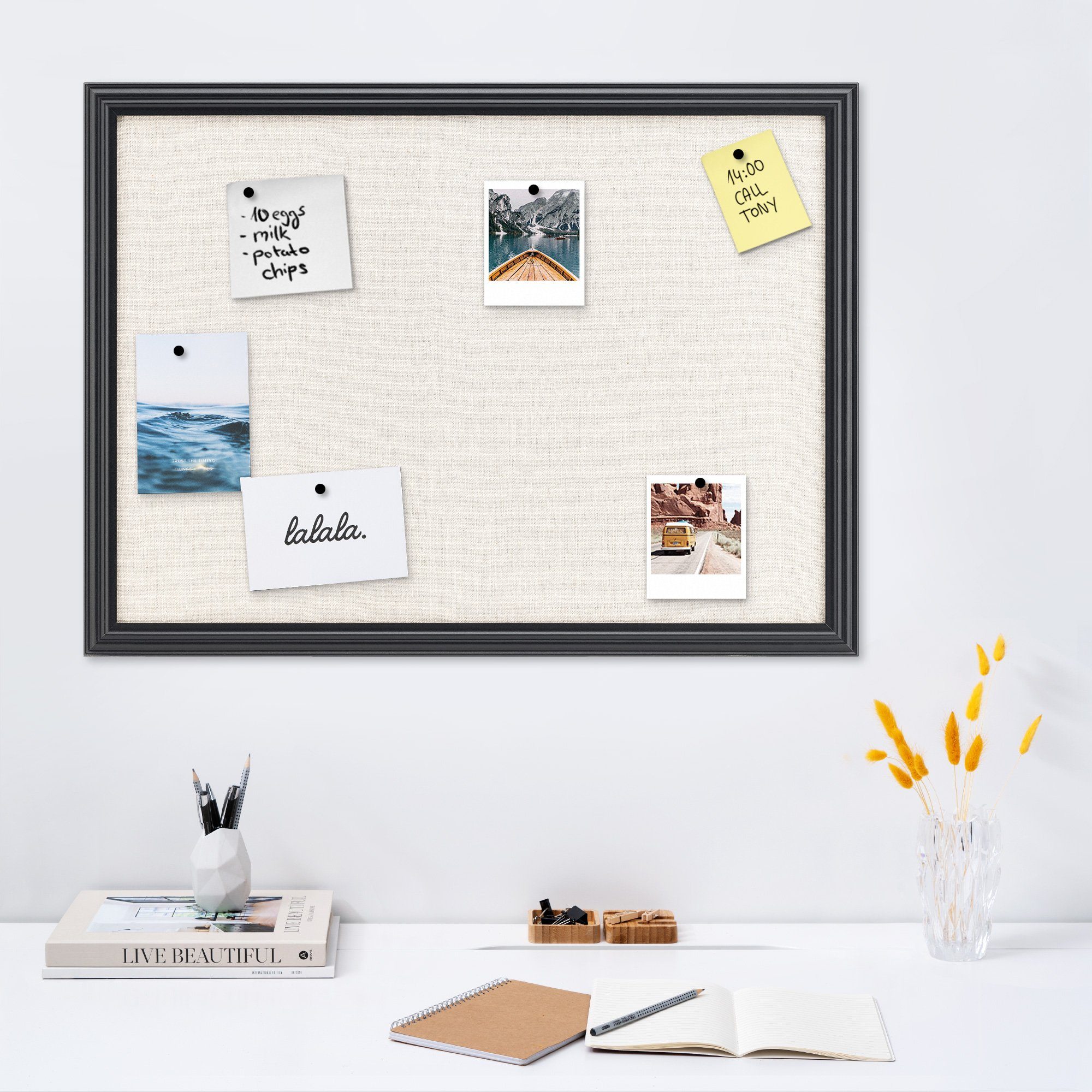Navaris Memoboard Memoboard mit Leinenoberfläche - günstig online kaufen