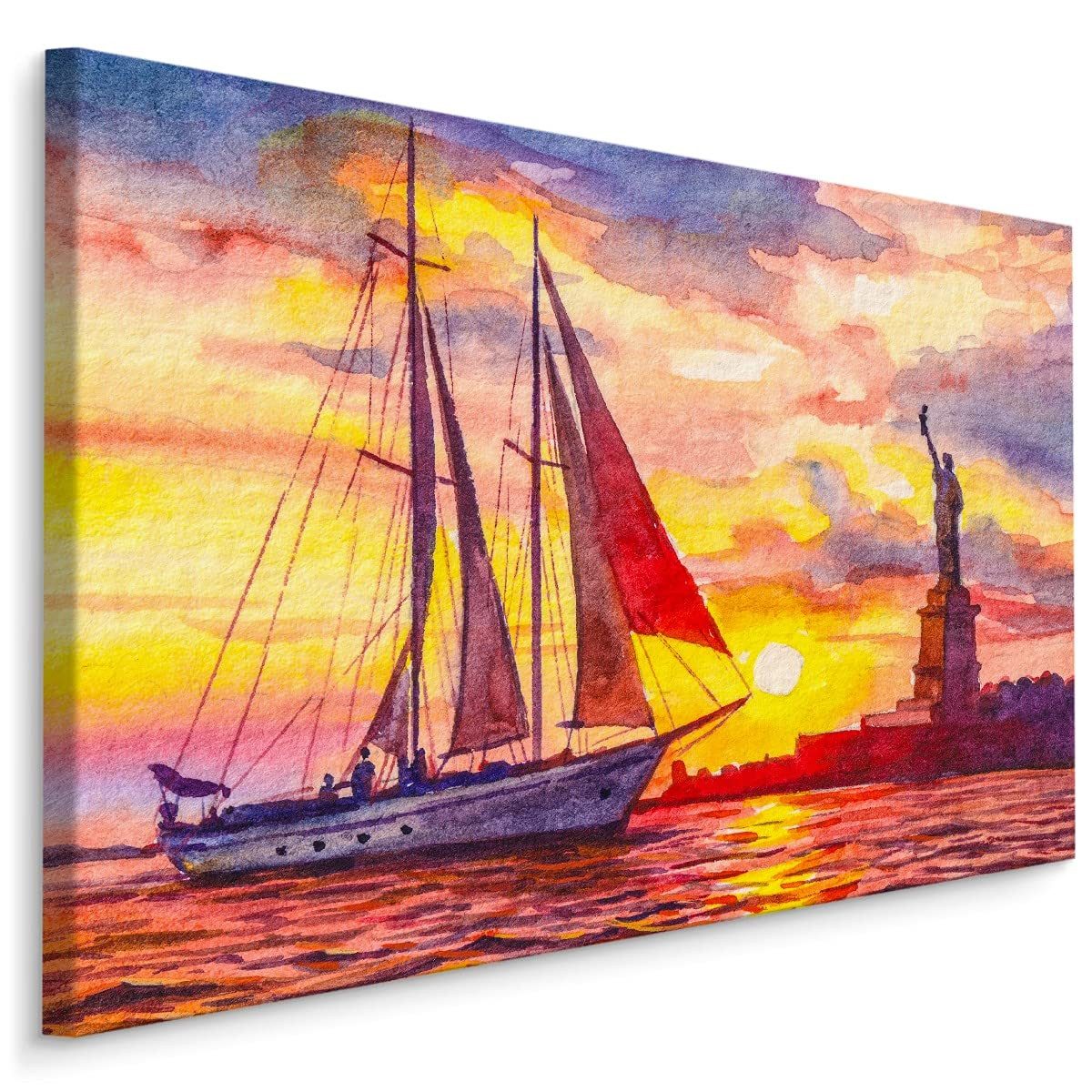 Muralo Leinwandbild Architektur – Leinwandbild Wandbild Kunstdruck Wohnzimmer, Gebäude (1 St), New York – Stadt – USA, 30 x 20 cm, aufhängefertig