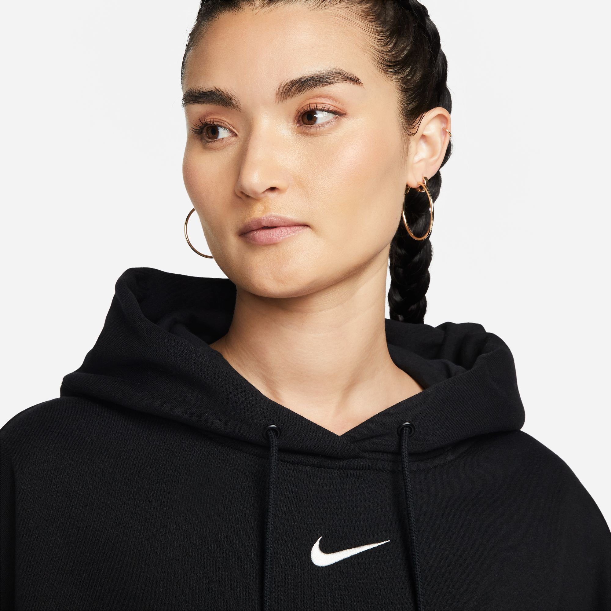 Nike BLACK/SAIL PULLOVER Sportswear OVER-OVERSIZED WOMEN'S HOODIE FLEECE Kapuzensweatshirt PHOENIX