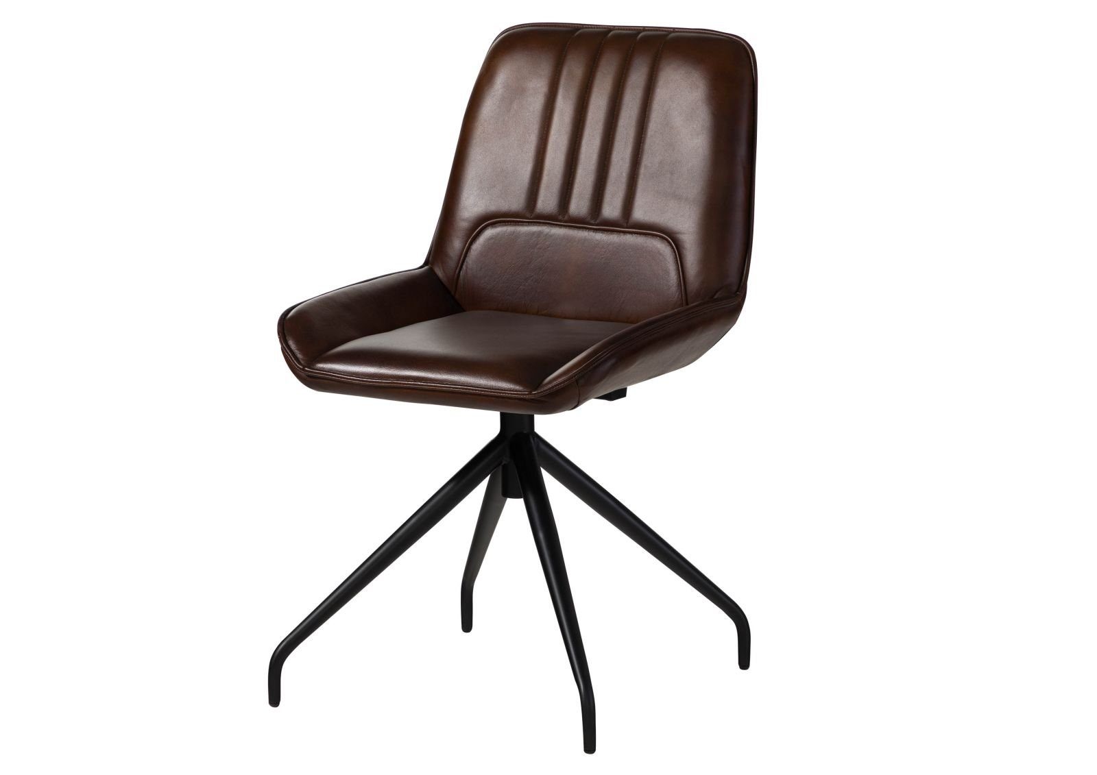 Massivmoebel24 Polsterstuhl IRON LABEL, Stuhl Echtleder 49x56x83 braun IRON LABEL #110