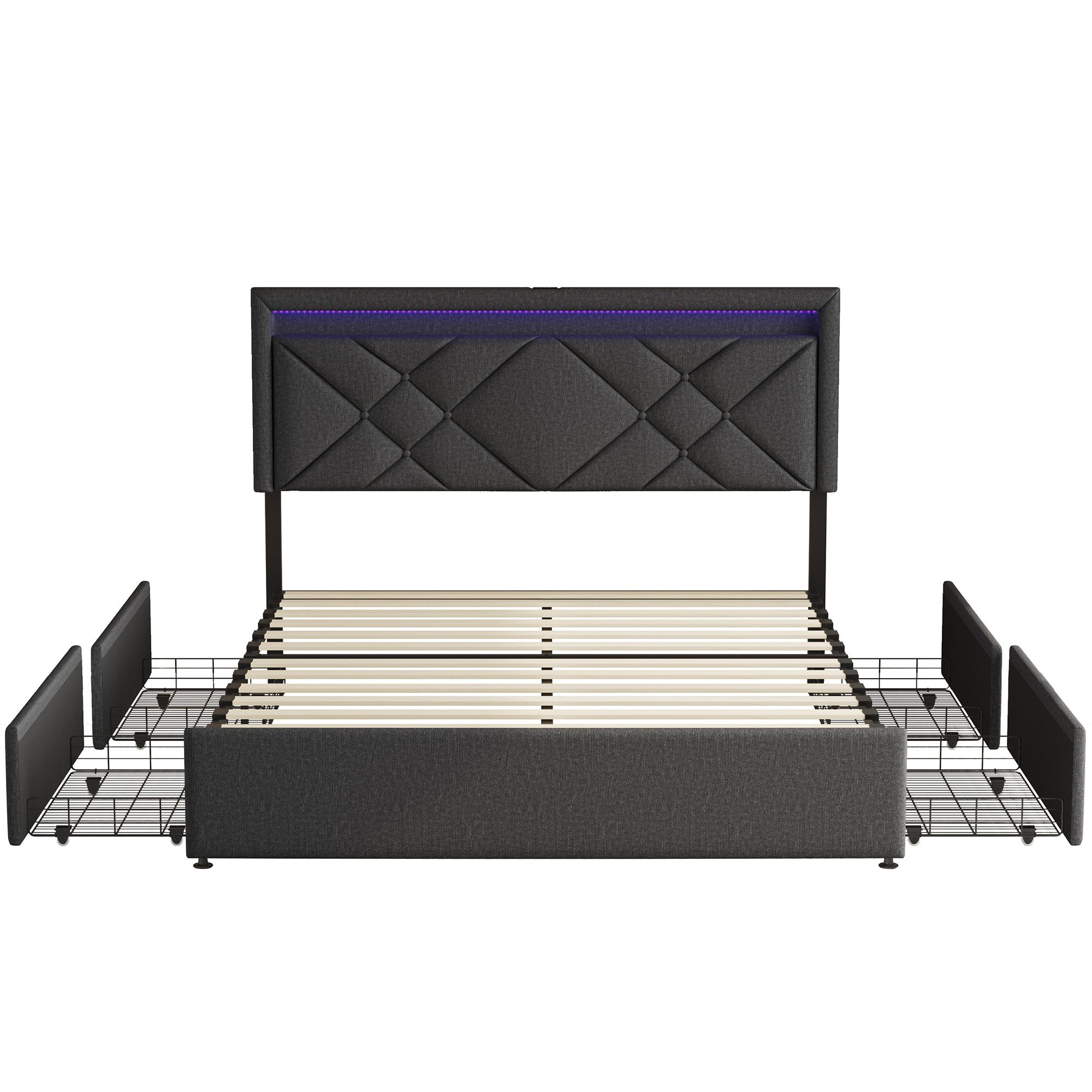 Furnishings Home Stauraumbett Polsterbett Doppelbett inkl. LED & Ladefunkti günstig online kaufen