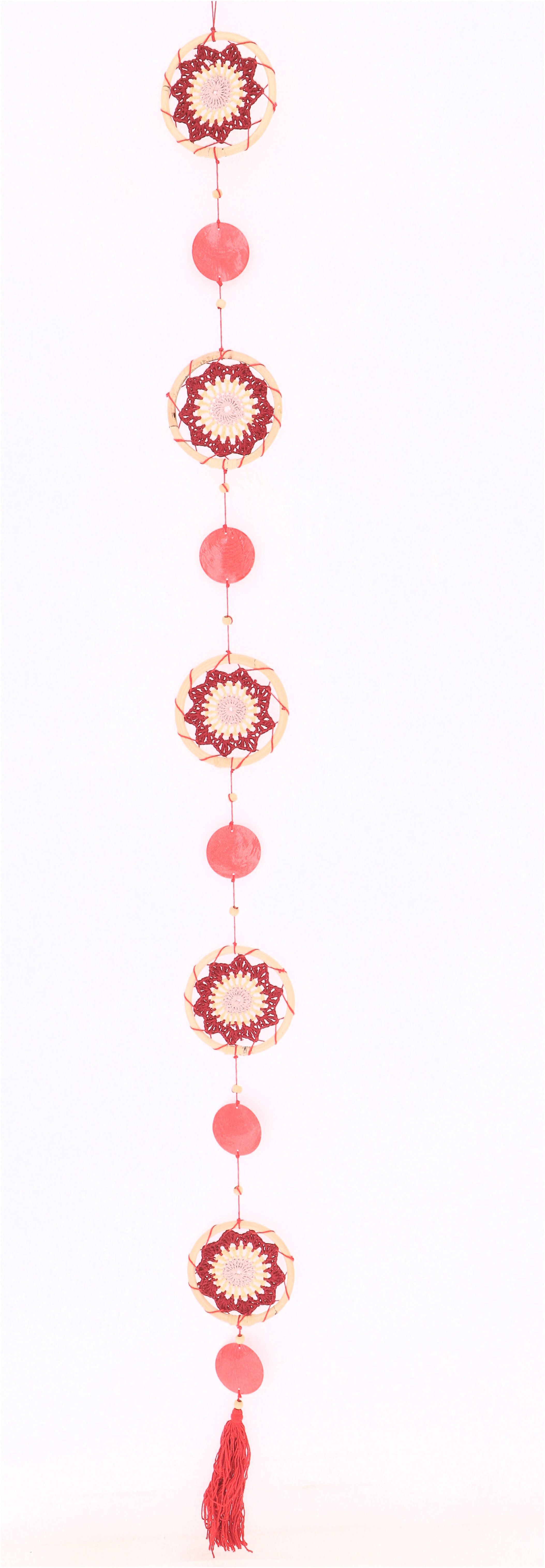 Guru-Shop Dekoobjekt Traumfängerkette, Wanddeko 140 cm - rot