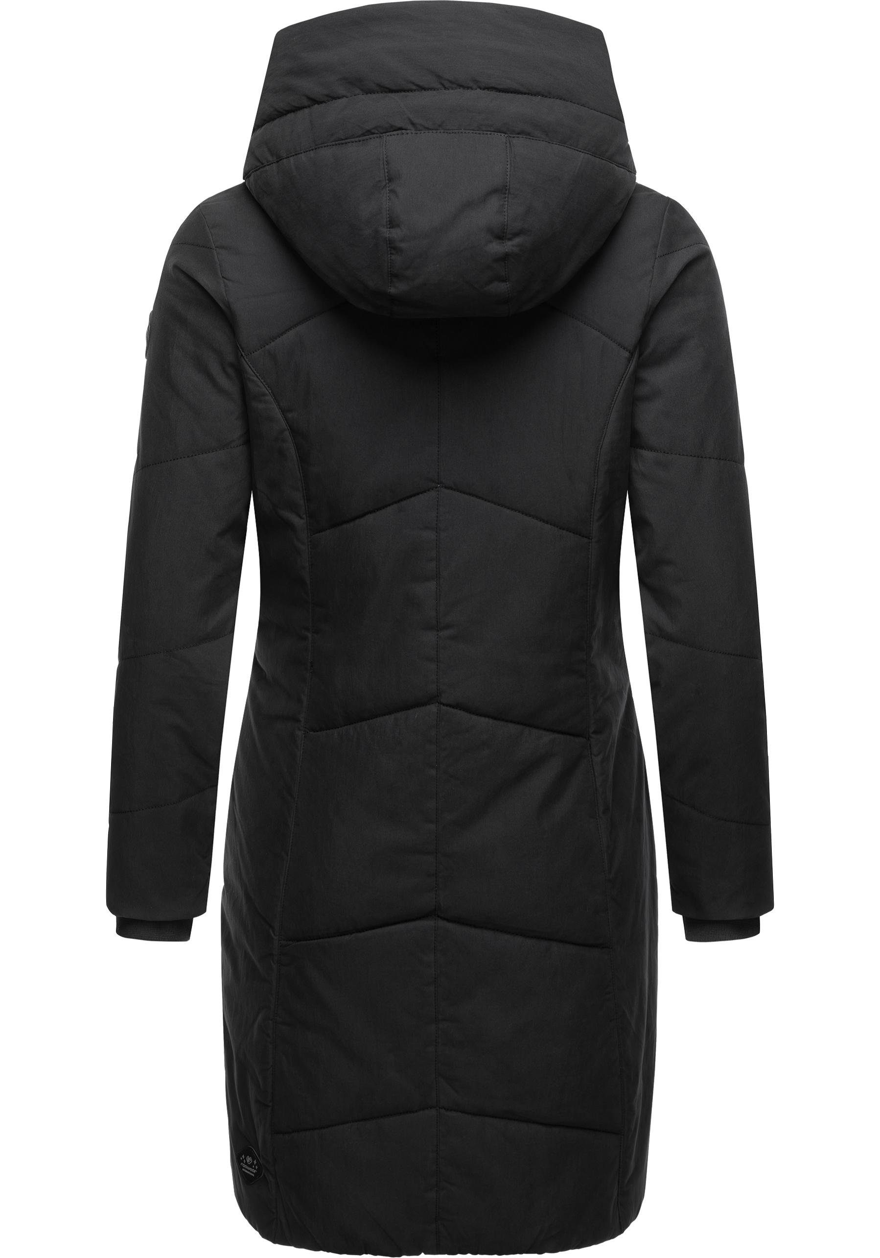 Ragwear Wintermantel mit Long asymmetrischem Kragen Gordon Winterparka gesteppter dark