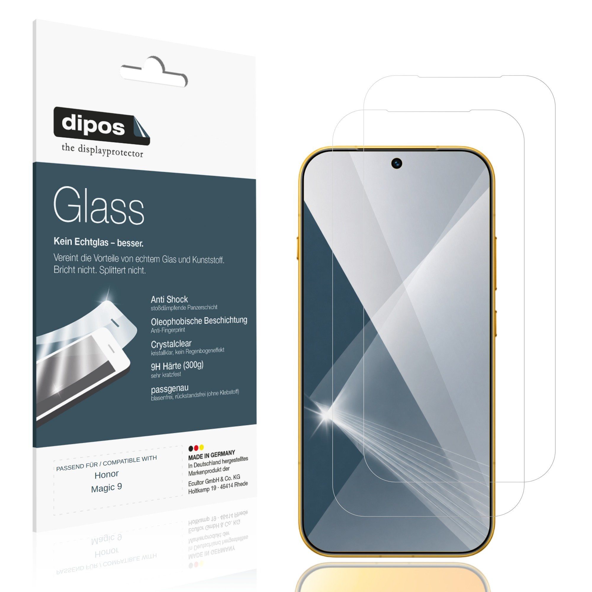 dipos Displayschutzfolie Schutzfolie für Honor Magic 9, 2 Stück, Displayschutz Schutz Folie Made in Germany
