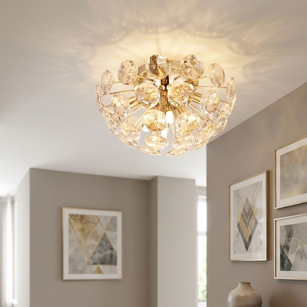 GLOBO LIGHTING Deckenleuchte, Leuchtmittel nicht inklusive, Deckenlampe Deckenleuchte Kristall Wohnzimmerlampe 10-flammig D 39 cm