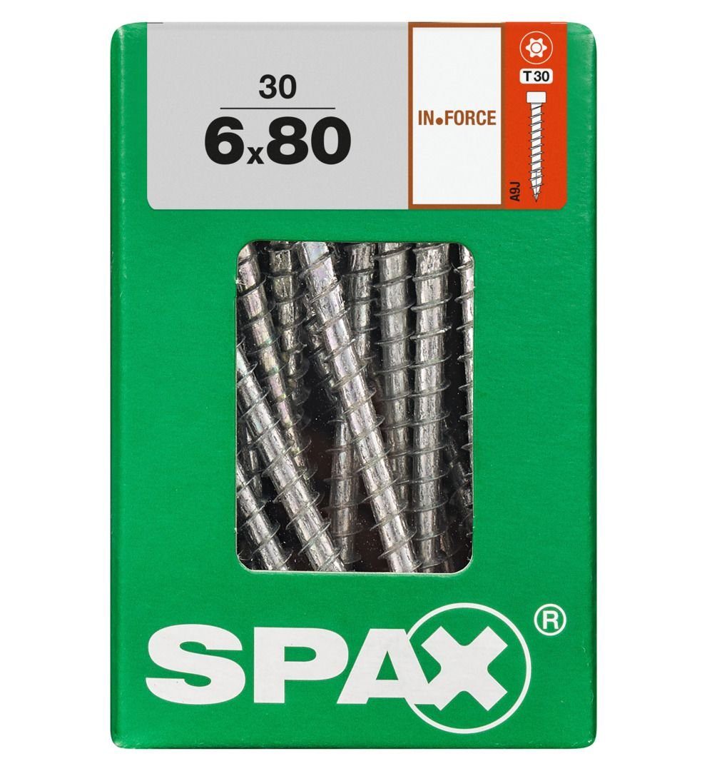 6.0 Spax mm Holzbauschraube Holzbauschrauben 80 SPAX - Stk. 30 x TX 30