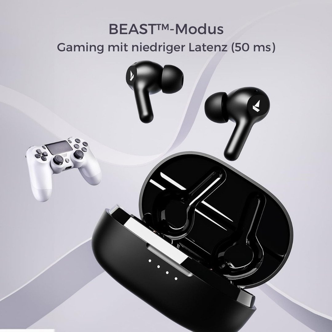 boAt Airdopes 71 TWS In-Ear Ohrhörer kabellos Bluetooth wireless In-Ear-Kopfhörer (Bluetooth, ENx Geräuschunterdrückung, Schnellladen, IPX4, niedrige Latenz)