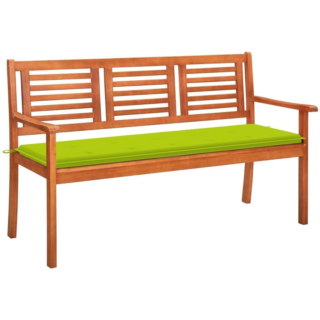 vidaXL Gartenbank 3-Sitzer-Gartenbank mit Auflage 150 cm Massivholz Eukalyptus (1-St)