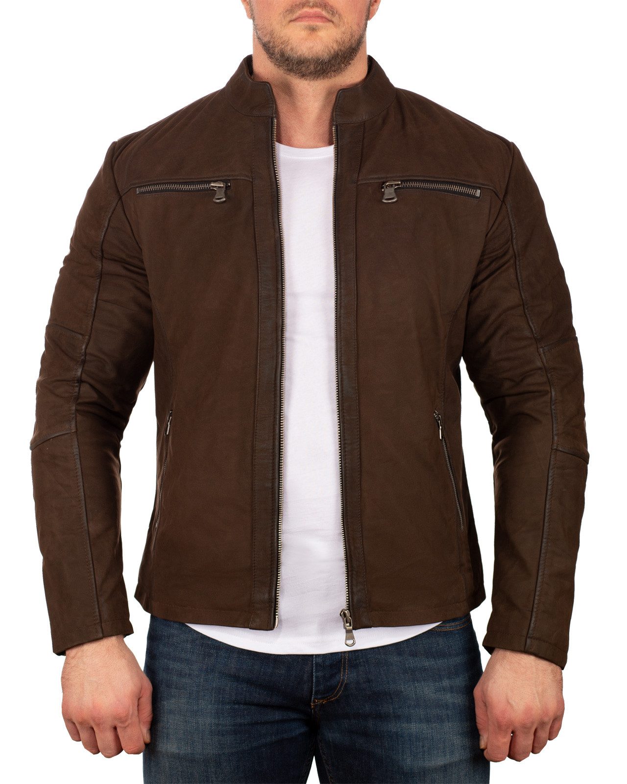 Reichstadt Lederjacke Herren Übergangsjacke 20RS22LUX ECHTLEDER mit Gunmetal Zippern XXXL im Casual Look