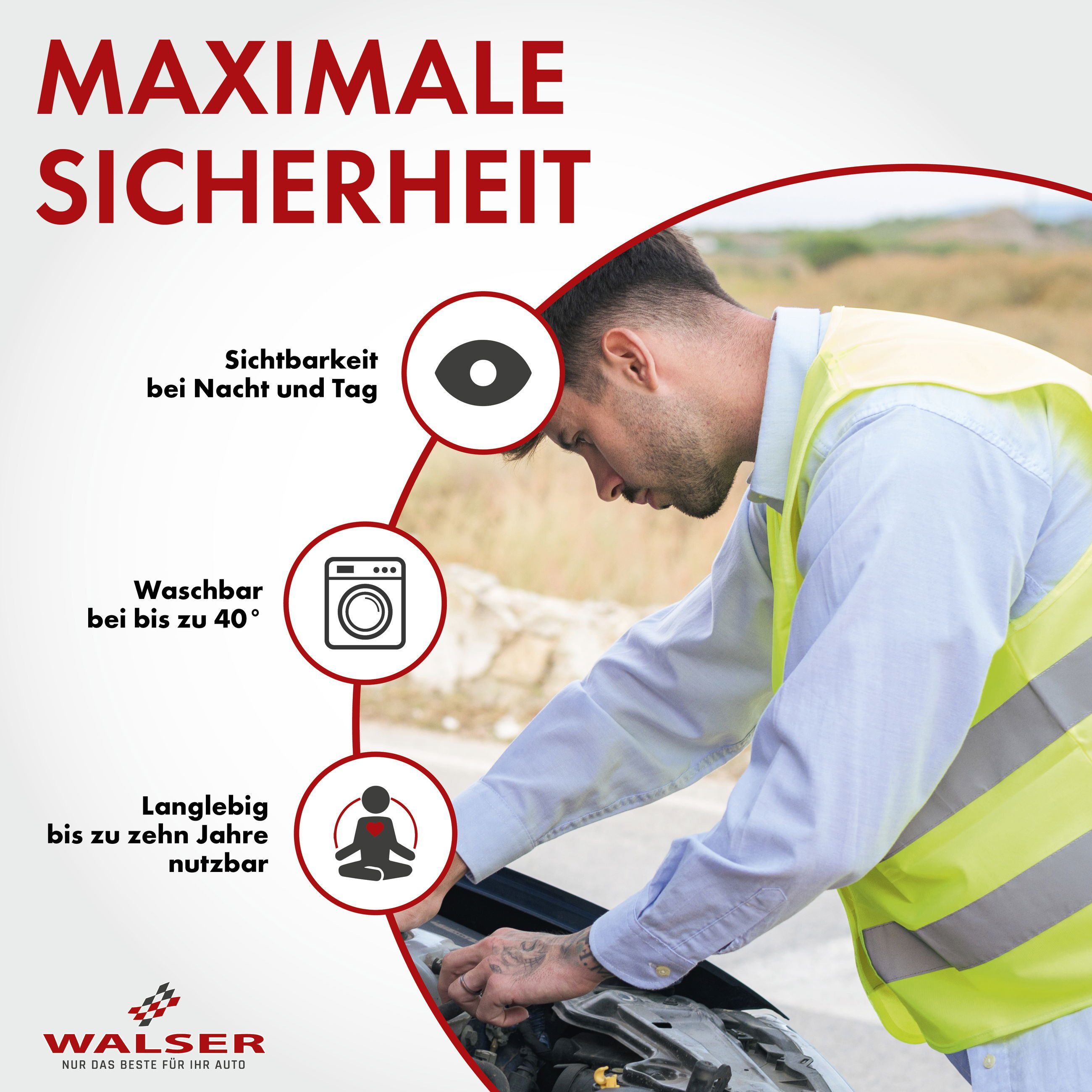 WALSER Schutzweste Sicherheitsweste L (1 Stück, 1-tlg)