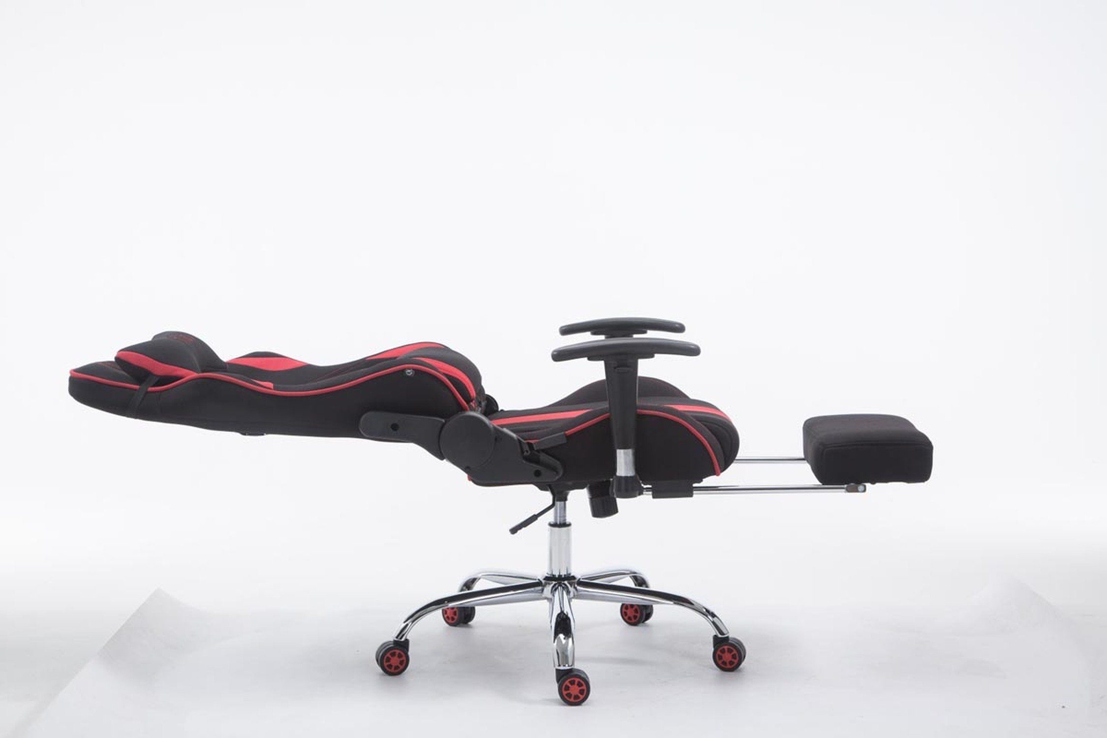 TPFLiving Gaming-Stuhl Limitless mit - Metall - höhenverstellbar drehbar Racingstuhl, Sitzfläche: chrom schwarz/rot Gestell: Chefsessel), Stoff Drehstuhl, 360° Rückenlehne und Gamingstuhl, (Schreibtischstuhl, bequemer