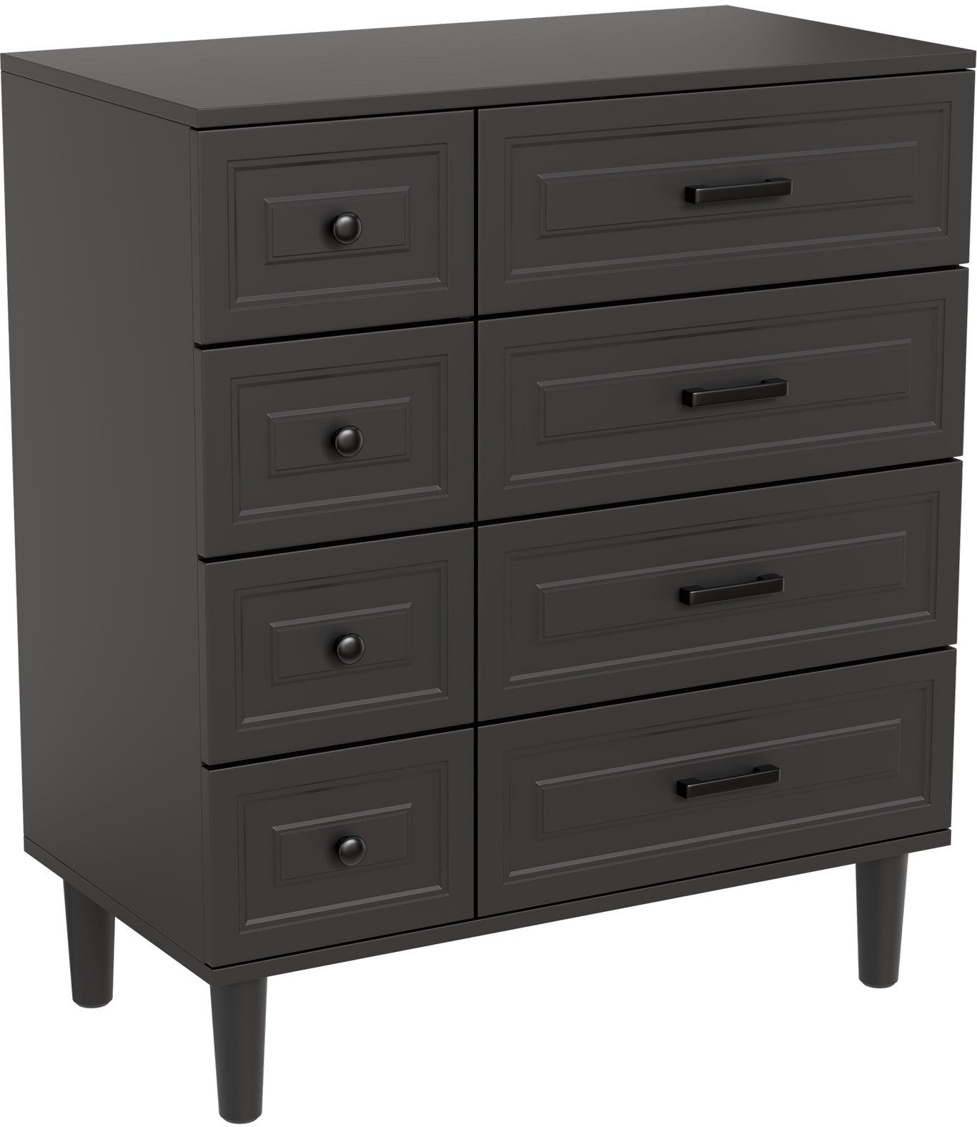 HOMAVO Kommode DG3 mit 8 Schubladen– modernes Design mit Füßen-75x40x87 cm, FSC®-zertifiziert, pflegeleicht, Innenprägung-Front mit Tiefziehfolie