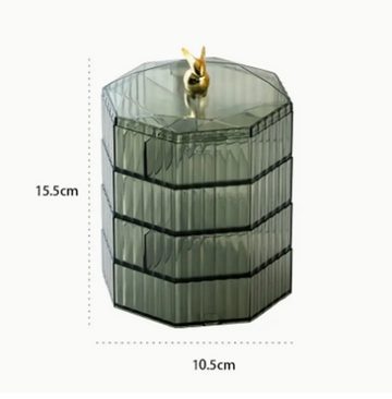 Coonoor Schmucketui Drehbarer Schmuckaufbewahrungsbehälter, 10,5x15,5cm Transparente Aufbewahrungsbox