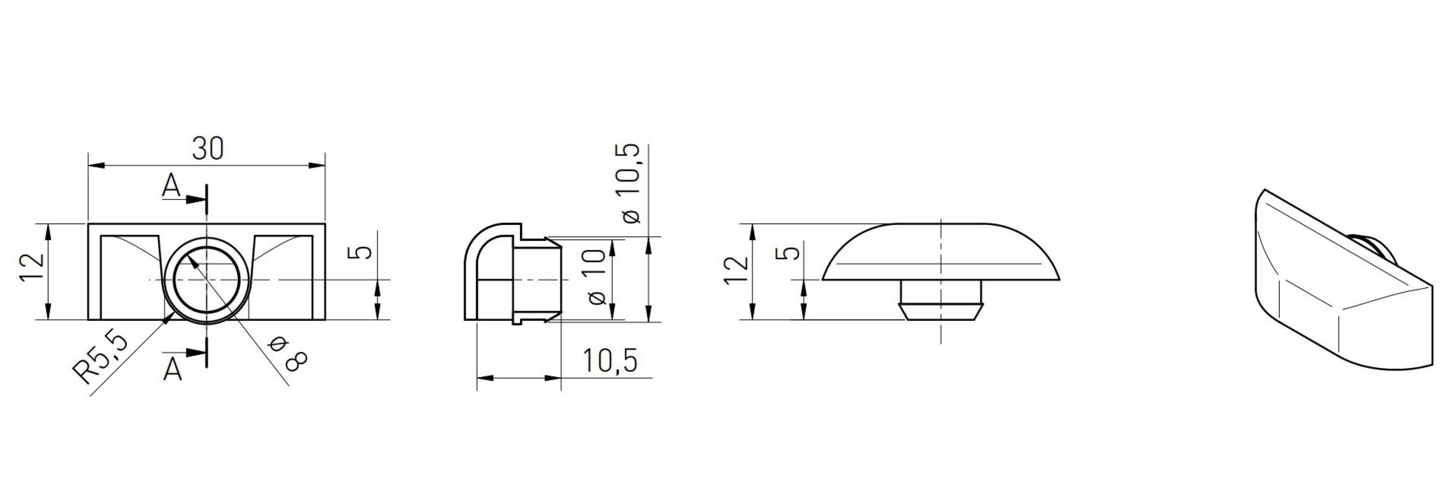 Abdeckkappe für Tiefschwarz Ø10mm RAL9005 Wasserschlitzkappen Bohrungen Silisto