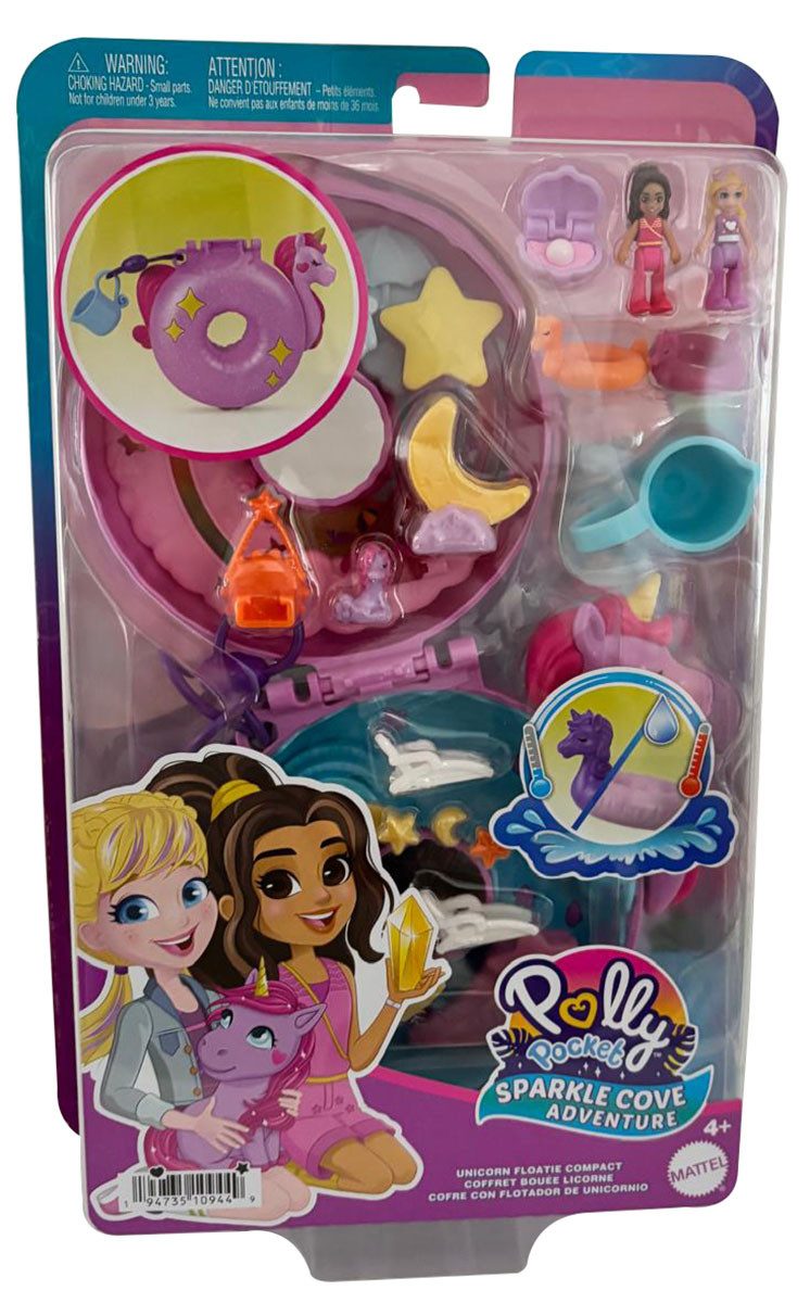 Polly Pocket Spielfigur Polly Pocket Einhorn Schatulle Spielset Farbwechsel-Funktion Zubehör