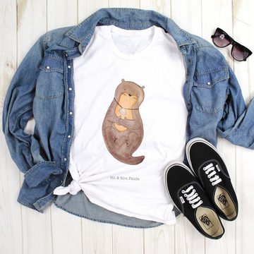 Mr. & Mrs. Panda T-Shirt Otter mit Muschelmedaillon - Weiß - Geschenk, Shirt, grübeln, träumen (1-tlg)