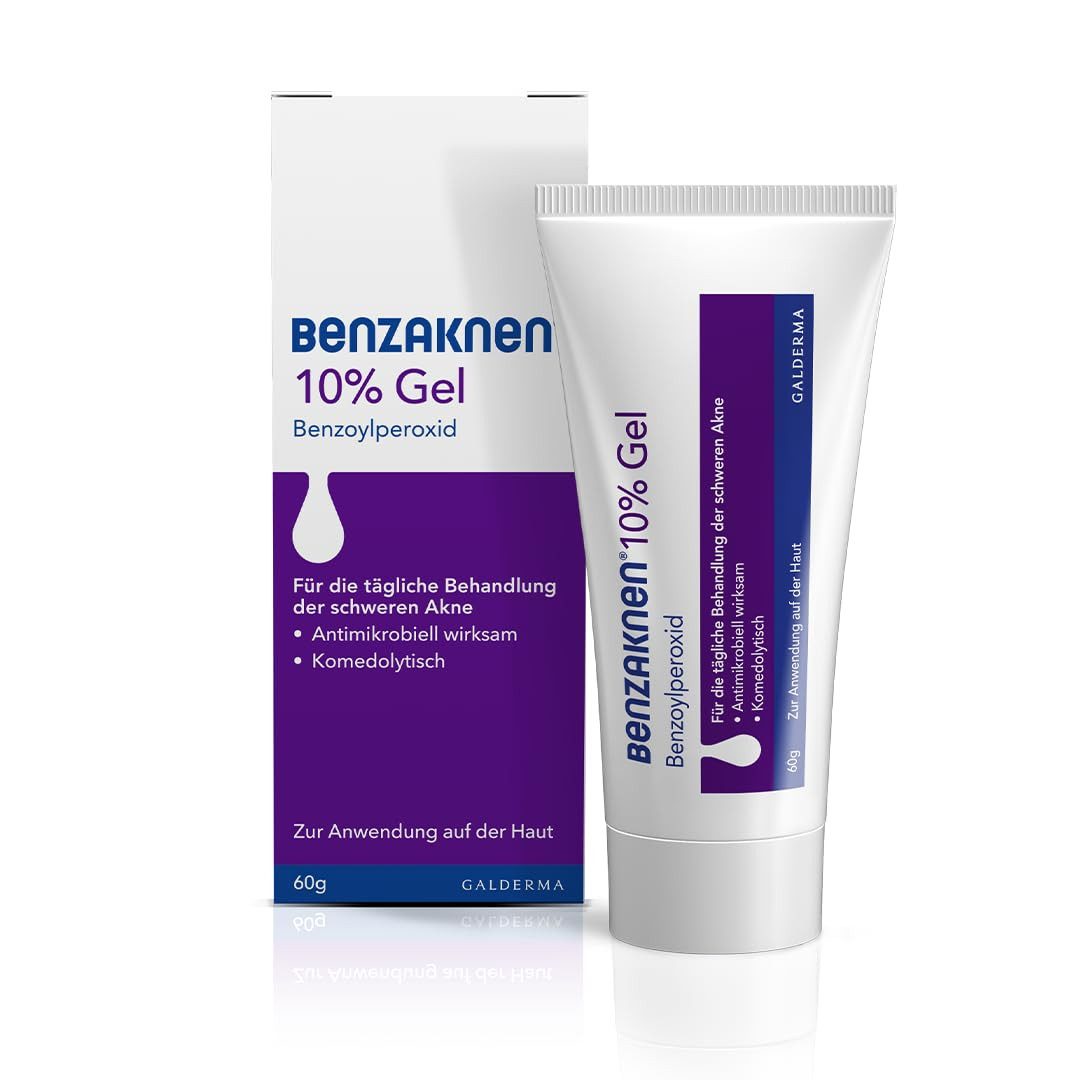 BENZAKNEN Tagescreme 10% Gel, 15g, Mittel gegen Pickel und Mitesser bei schwerer Akne Befreit Poren und reduziert Talg & Entzündungen, Mit BPO (Benzoylperoxid), Dermatologisch getestet