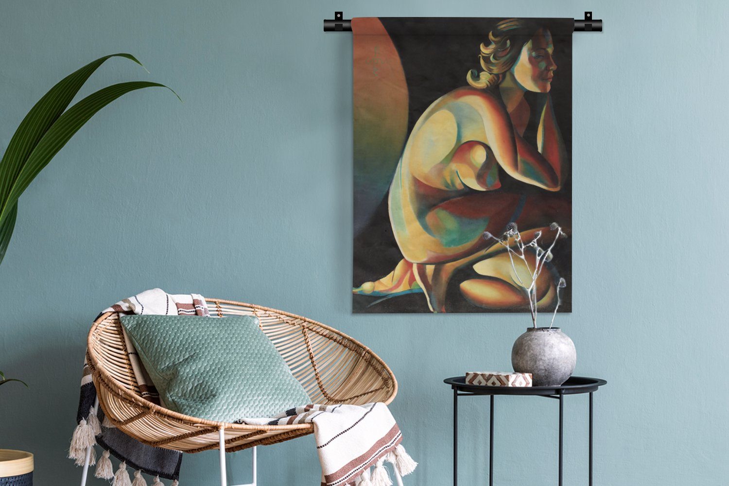 für Frau Wand, Abstrakt, an Wanddekoobjekt Tapisserie, - Wohnzimmer, - MuchoWow Deko - Porträt der Schlafzimmer Kunst