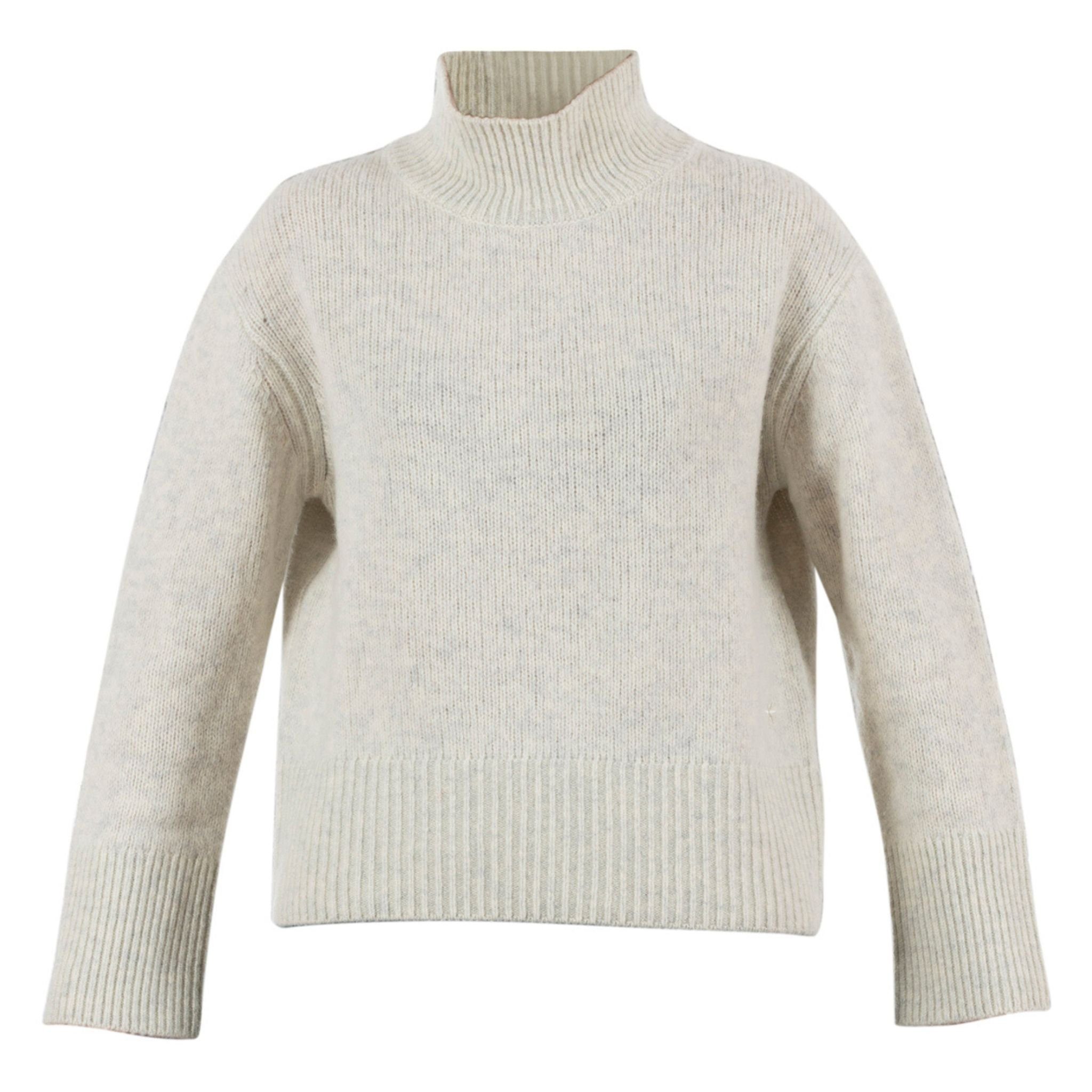 Strickpullover Carlton Turtleneck Rollkragen Strick Pullover, Wolle Creme/Hellblau