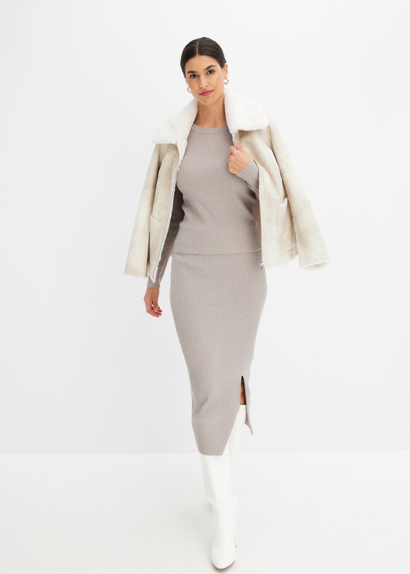 bonprix Strickrock aus Viskose, Polyester, Polyamid und metallisierten Fasern