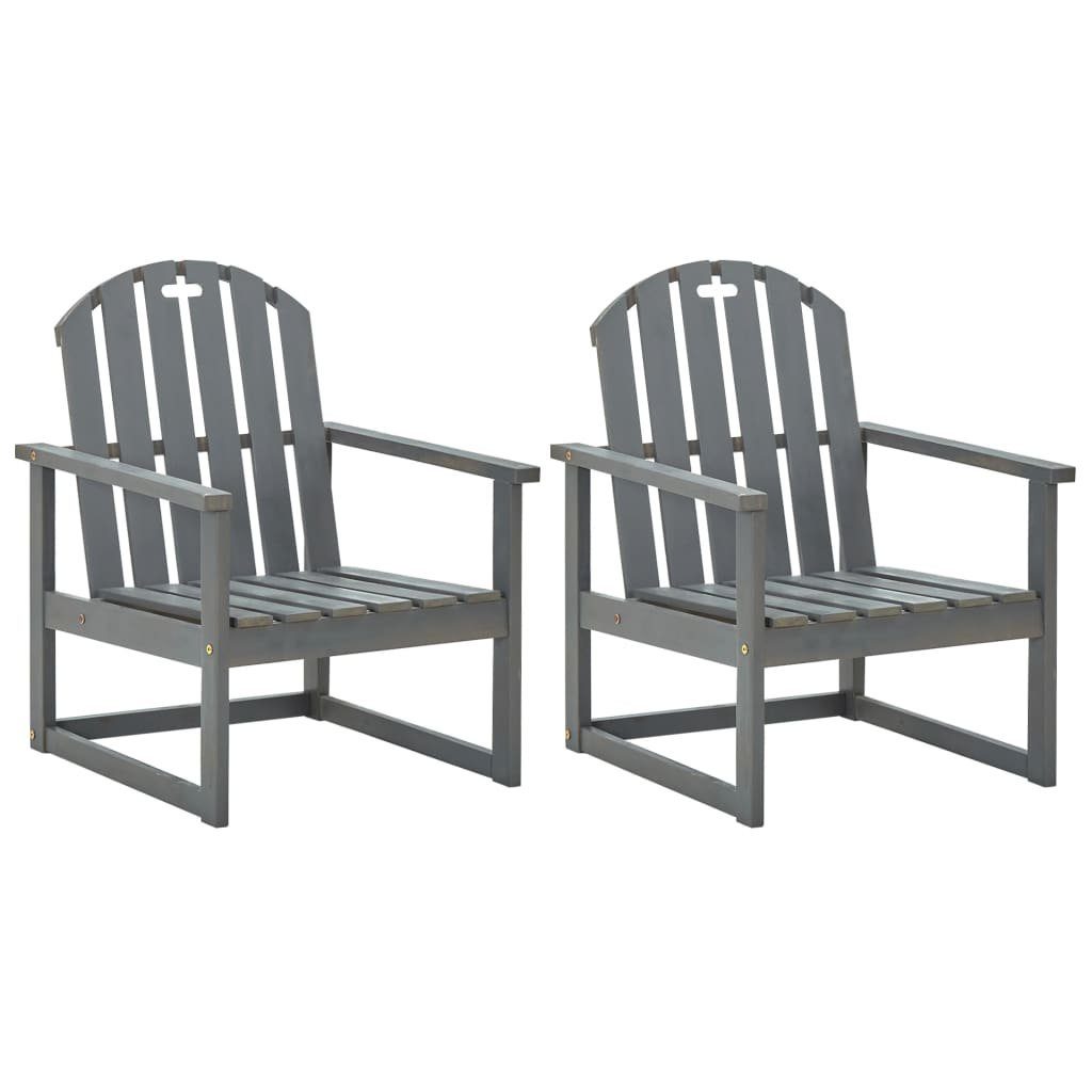 vidaXL Gartenstuhl Garten-Armlehnstühle 2 Stk. Grau Massivholz (2 St)