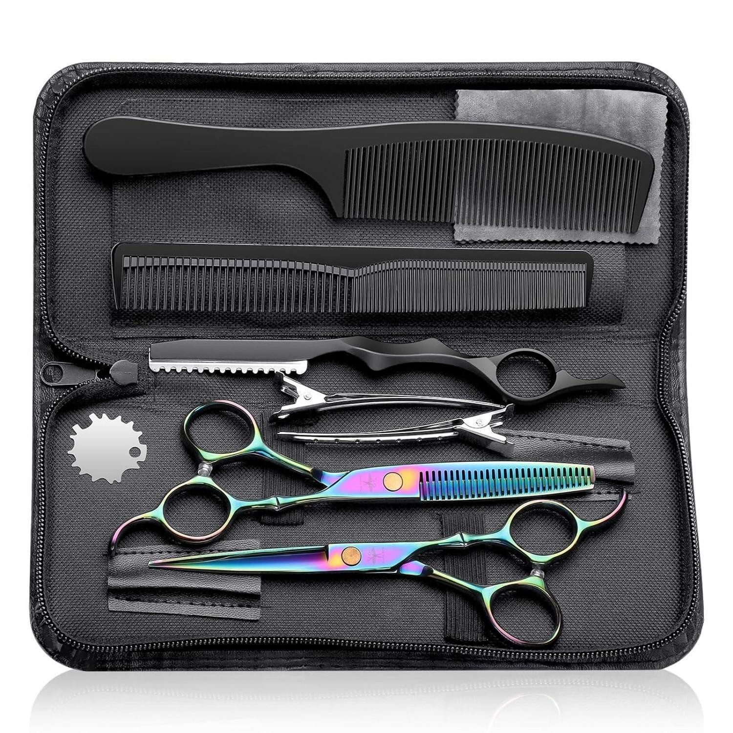 LuxusKollektion Scheren-Set Haarschere Set Edelstahl 10-teilig Bunt
