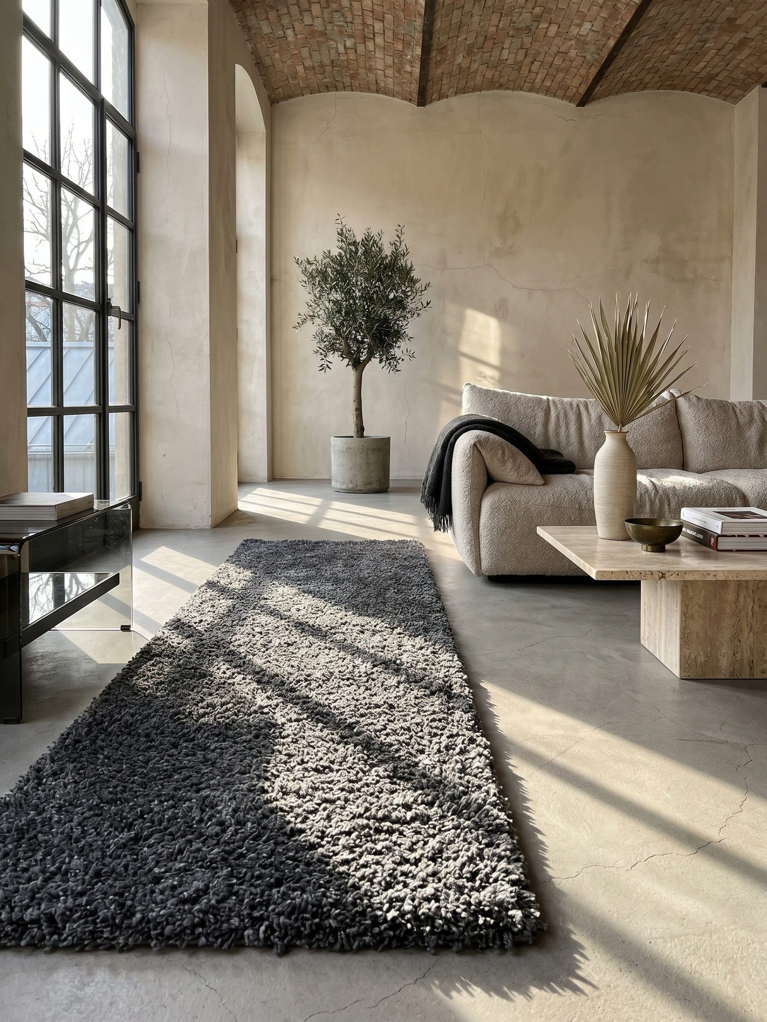 KADIMA DESIGN Teppich RHEIN Shaggy Langflor Wohnzimmer Schlafzimmer Waschbar Esszimmer, Läufer, Höhe: 32 mm, Grau, 60x110 cm, Wohnzimmerteppich Strapazierfähig  – Bild 4 von 5