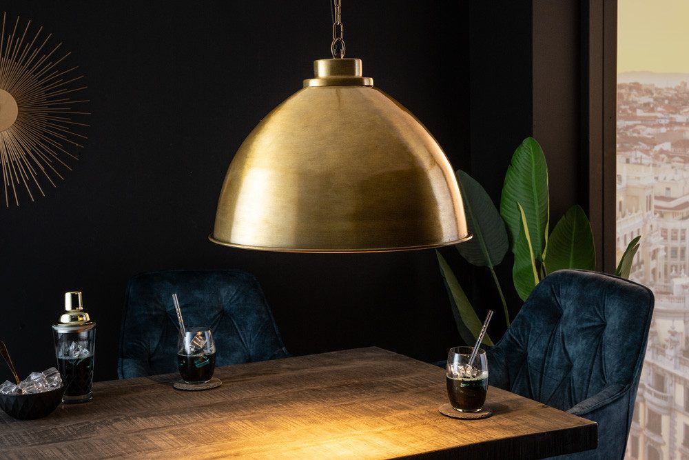riess-ambiente Hängeleuchte INDUSTRIAL 45cm gold, keine besonderen Funktionen, ohne Leuchtmittel, Wohnzimmer · Metall · Schirm · Esszimmer · höhenverstellbar · Design