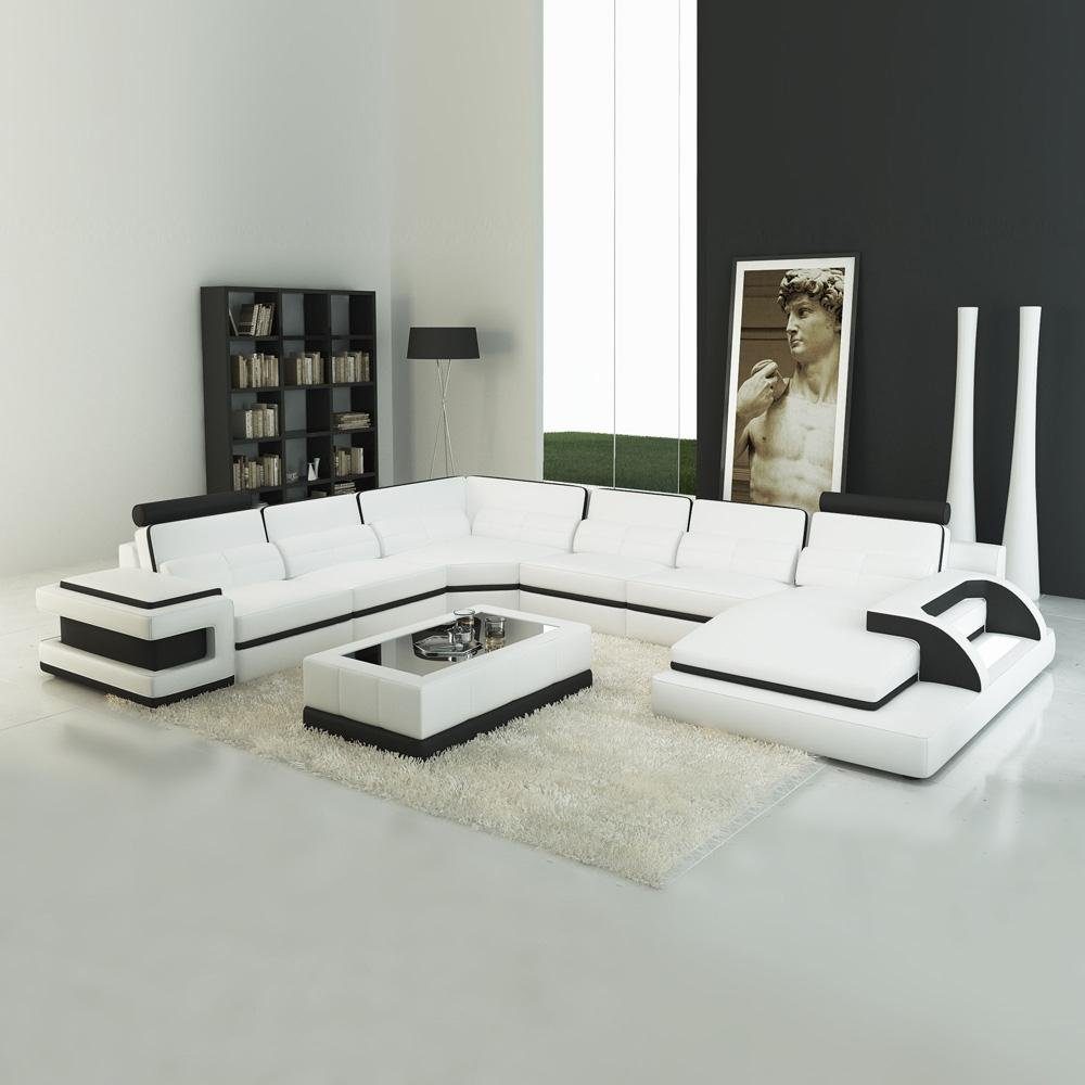 JVmoebel Ecksofa Designer Wohnlandschaft U-Form Couch Ecksofa Polster Garnitur, Made in Europe Weiß/Schwarz