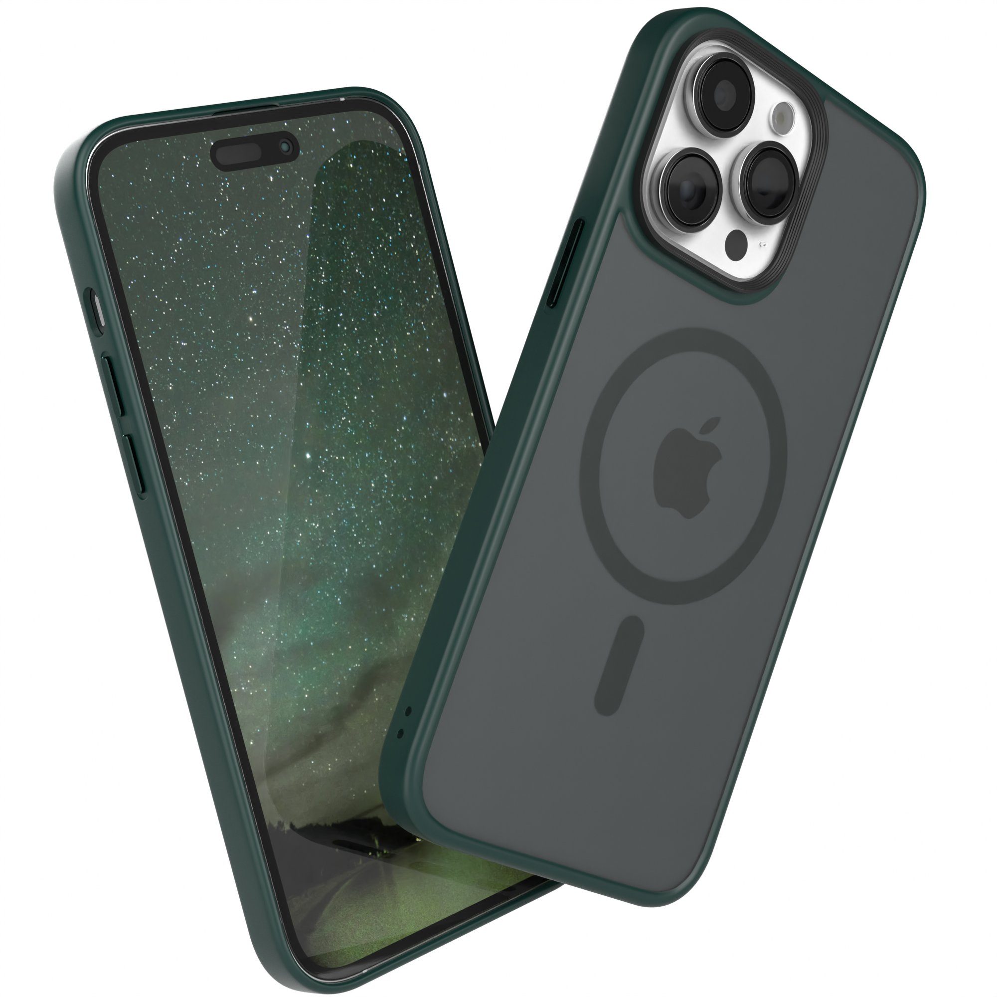 EAZY CASE Handyhülle Outdoor Case MagSafe für Apple iPhone 14 Pro Max, Backcover Tasche Case Schutzhülle mit Kameraschutz Bumper Dunkel Grün