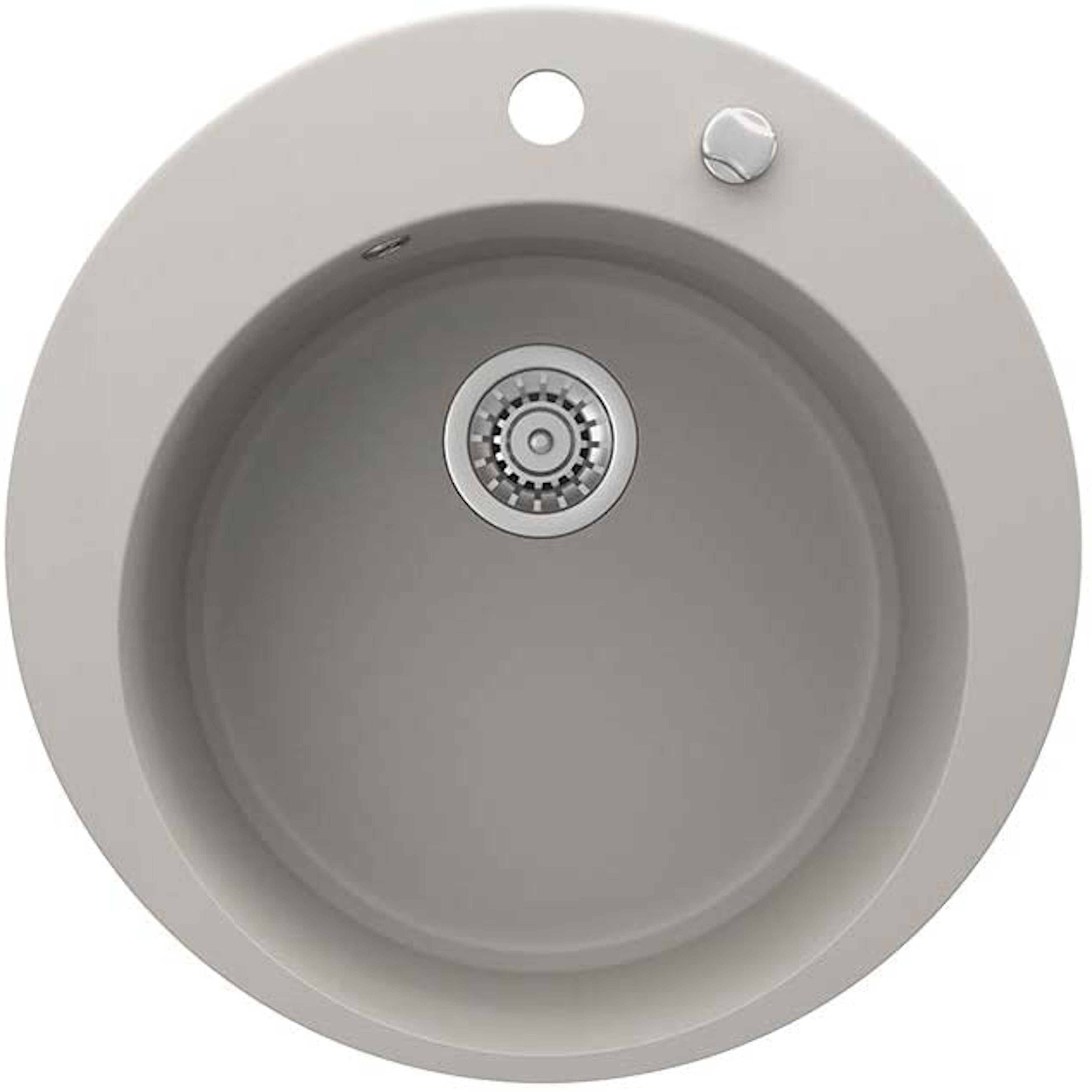 Faizee Möbel Granitspüle Granit Spüle Einbauspüle rund Spülbecken+Drehexcenter+Siphon 49cm, Rund