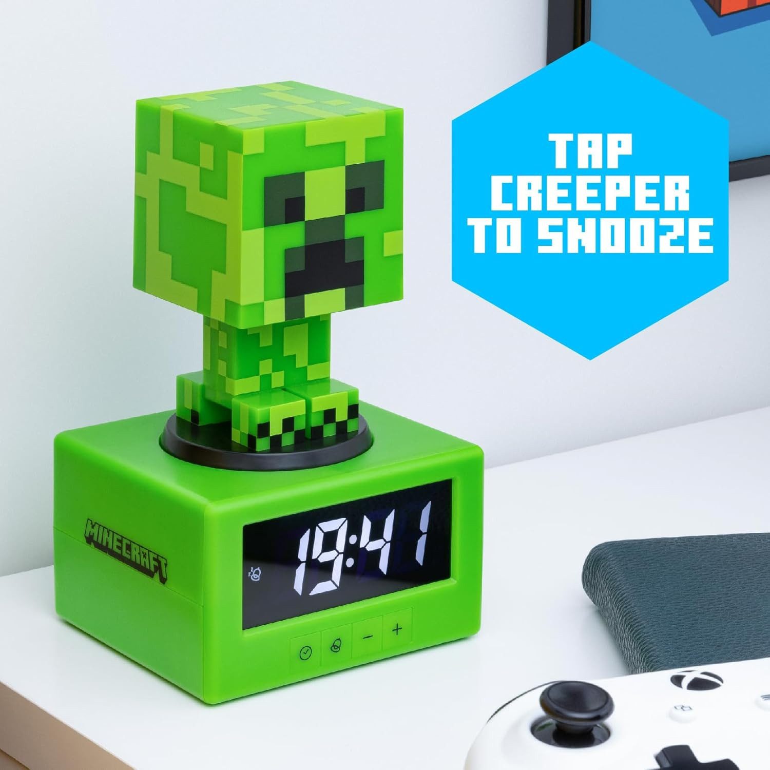 Paladone Kinderwecker Minecraft Creeper Wecker - Offiziell Lizenziertes Icon Nachtlicht spielt iconische In-Game Sounds – Bild 3 von 5