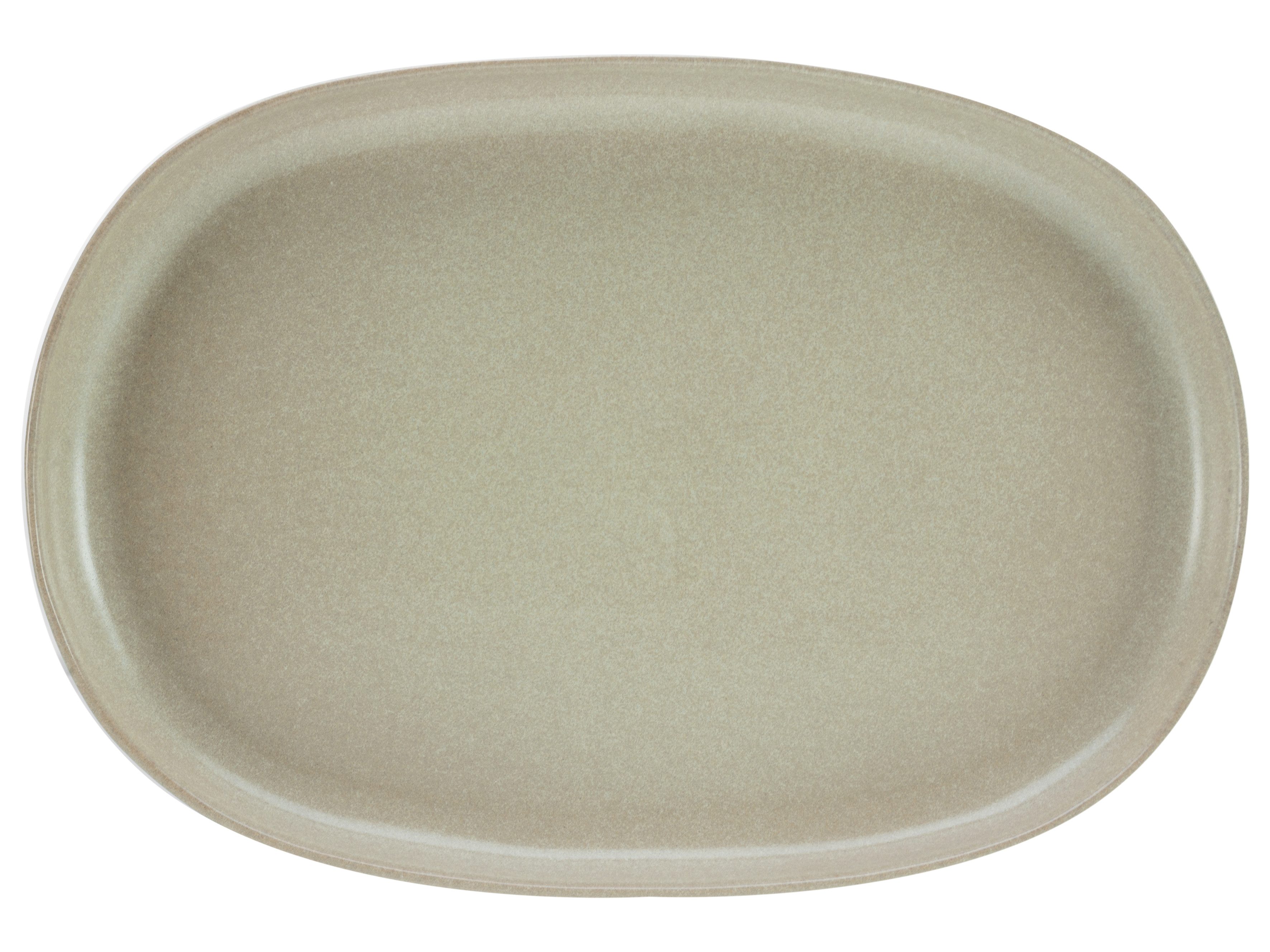 CreaTable Servierplatte Uno, Servier-Platte oval, Steinzeug, (1-tlg), Seidenmatte Spezialglasur, Harmonisch ausbalanciert