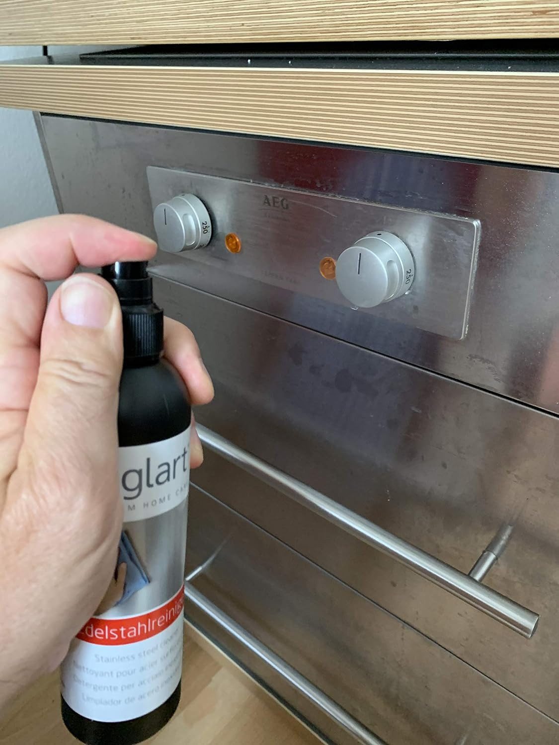 Glart 45ER Edelstahlreiniger 250ml & Mikrofasertuch - Streifenfreier Glanz Edelstahlreiniger