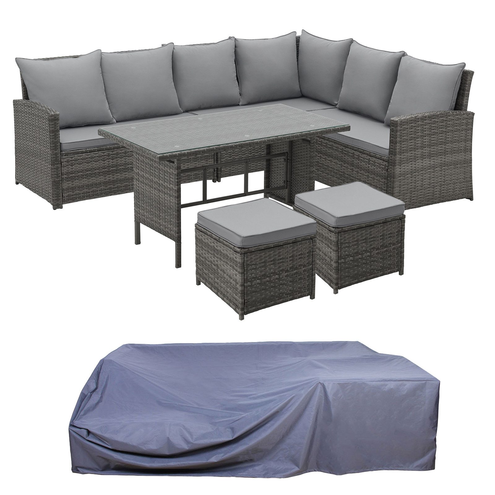 SVITA Gartenlounge-Set MONROE, (Set, Polyrattan-Gartenmöbel-Garnitur mit günstig online kaufen