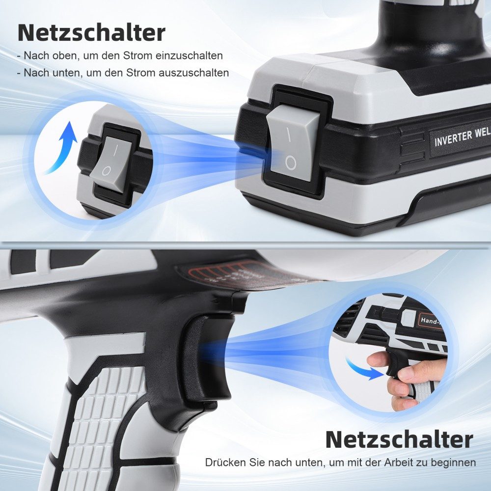 PRIISF Fülldrahtschweißgerät MMA Elektroden Schweißgerät Tragbar IGBT Inverter Arc Schweißmaschine, Handheld-Schweißer mit IGBT-Wechselrichter 6 Variable Stromanpassung, 20-120ampfbarem Ausgangsstrom, 1.8 kg Ultraleichter schweissgerät, IGBT Inverter Stick geeignet für 1/16"-3/32" (1-2,5 mm) Schweißstangen