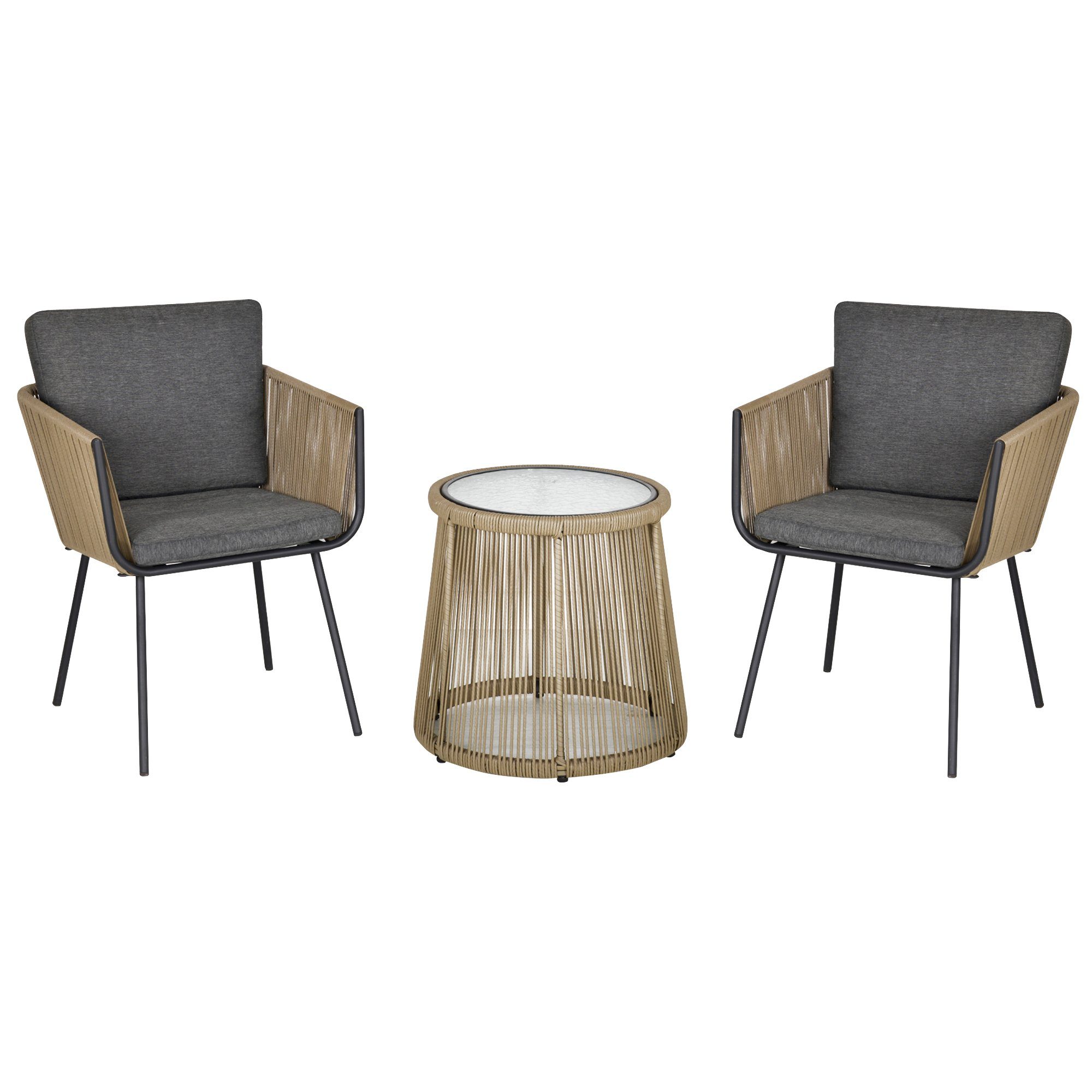 Outsunny Gartenlounge-Set Rattan Gartenmöbel-Set mit 2 günstig online kaufen