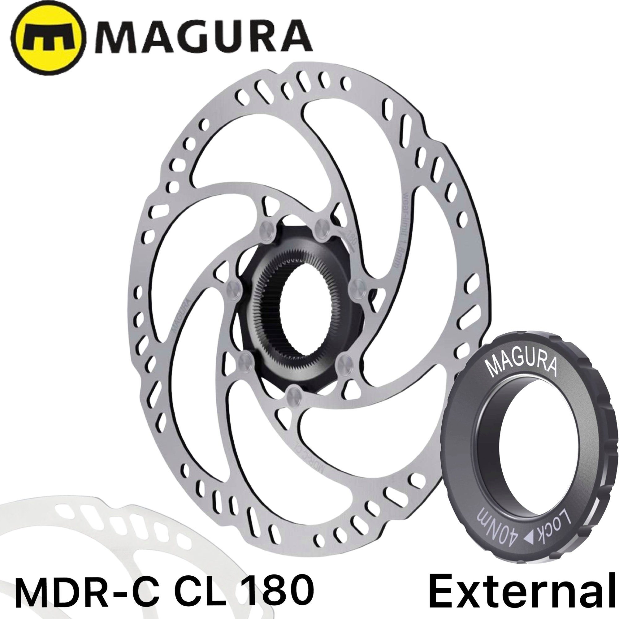 Magura Scheibenbremse Magura Bremsscheibe Ø Lock "External" Steckachse Center MDR-C 180mm CL