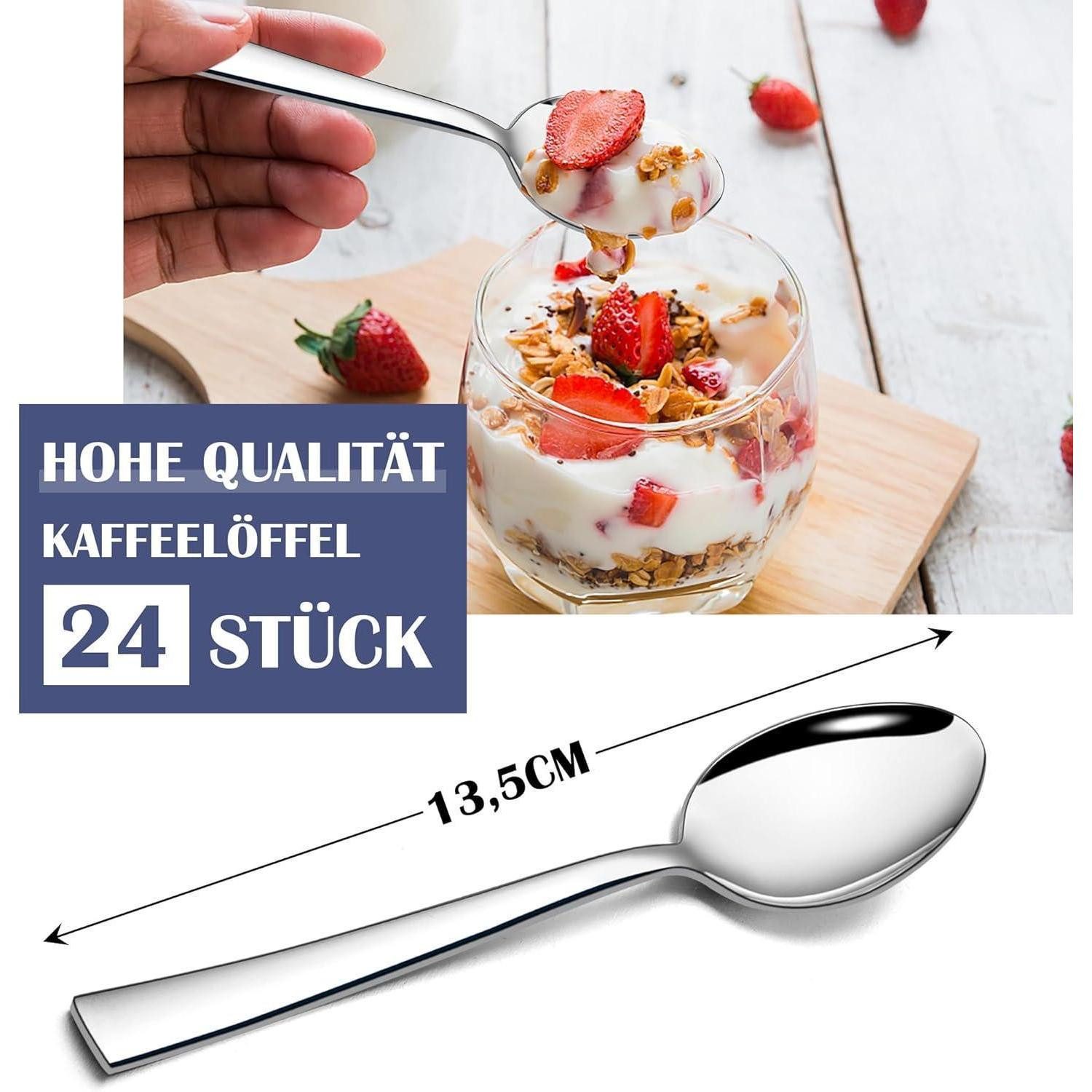 LuxusKollektion Teelöffel Teelöffel 24 Edelstahl Kaffeelöffel Quadratischer Griff 24