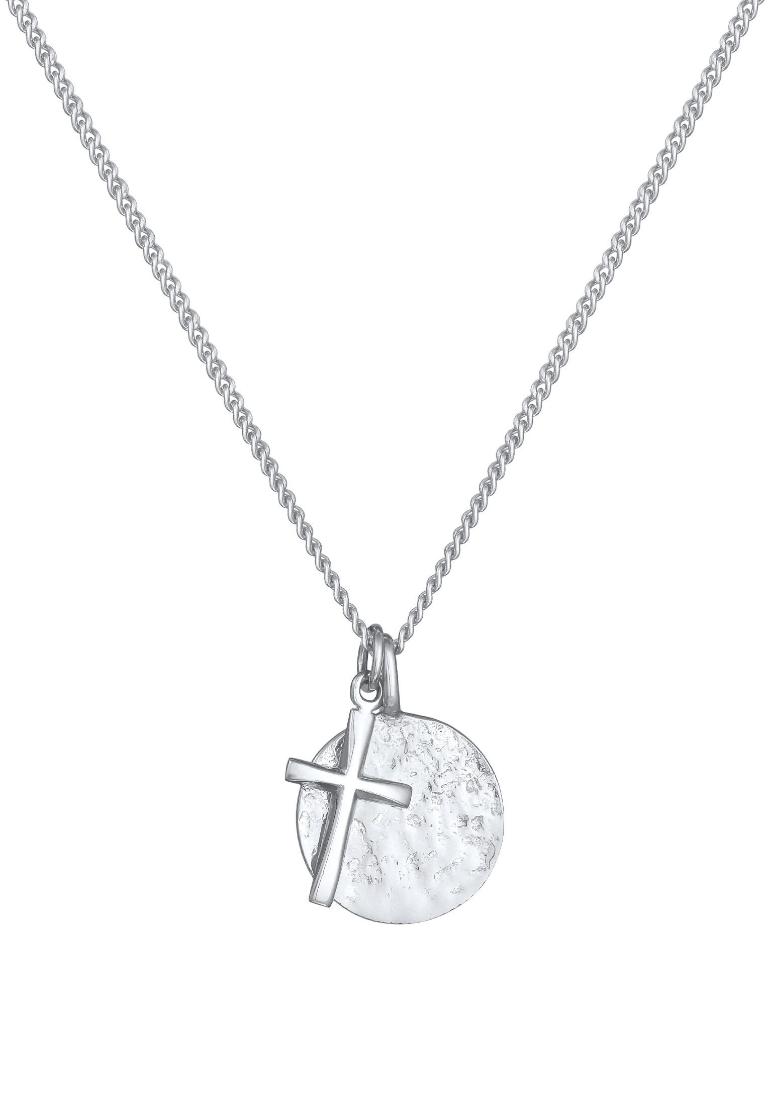 Kuzzoi Lange Kette Herren Coin Antik Kreuz Trend Modern 925 Silber, Münze | Silberketten