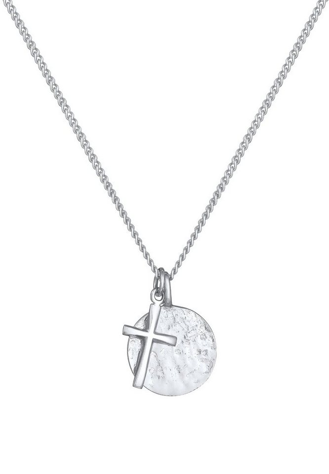 Kuzzoi Lange Kette Herren Coin Antik Kreuz Trend Modern 925 Silber, Münze