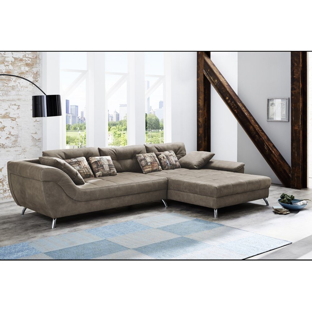 JOB Wohnlandschaft SAN FRANCISCO Microfaser braun Couchgarnitur Couch Sofa  Wohnzimmercouch ca. 358 x 219 cm