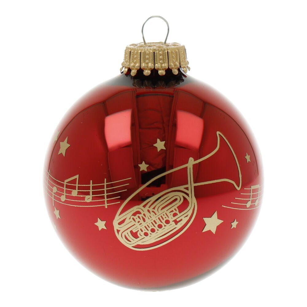 Kling mit Instrument, Glöckchen Weihnachtsbaumkugel Musiker für Weihnachtskugeln 5er-Set Tenorhorn mugesh