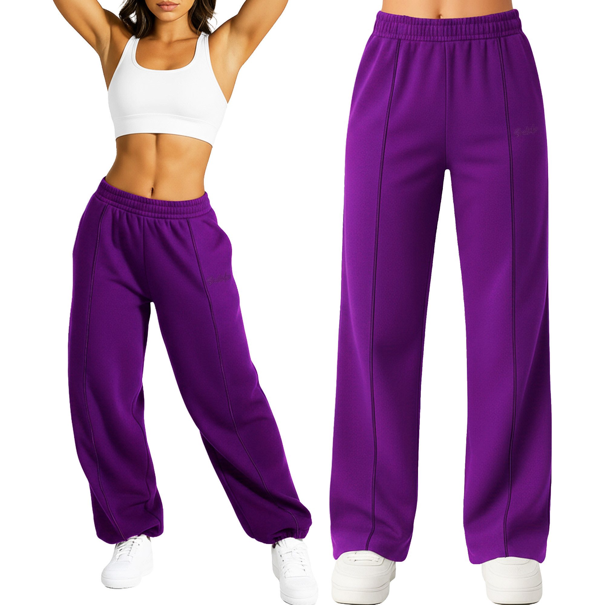 Smilodox Jogginghose Damen Siara, Bequeme Freizeithose mit Seitentaschen Trainingshose mit verstellbarem Beinabschluss